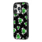 Toxic Skulls iPhone 14 Pro Black Impact Case Side Angle on Silver phone