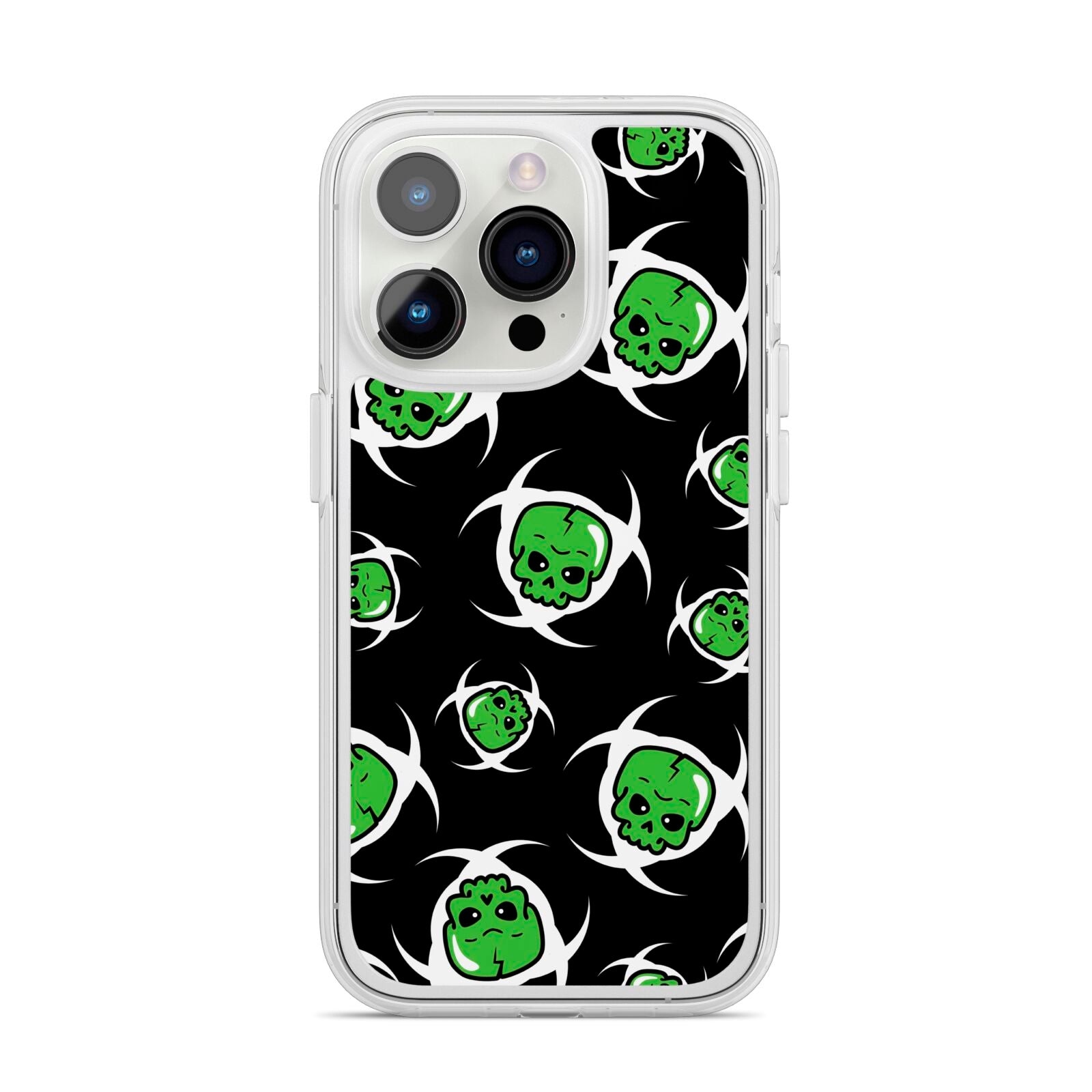 Toxic Skulls iPhone 14 Pro Clear Tough Case Silver