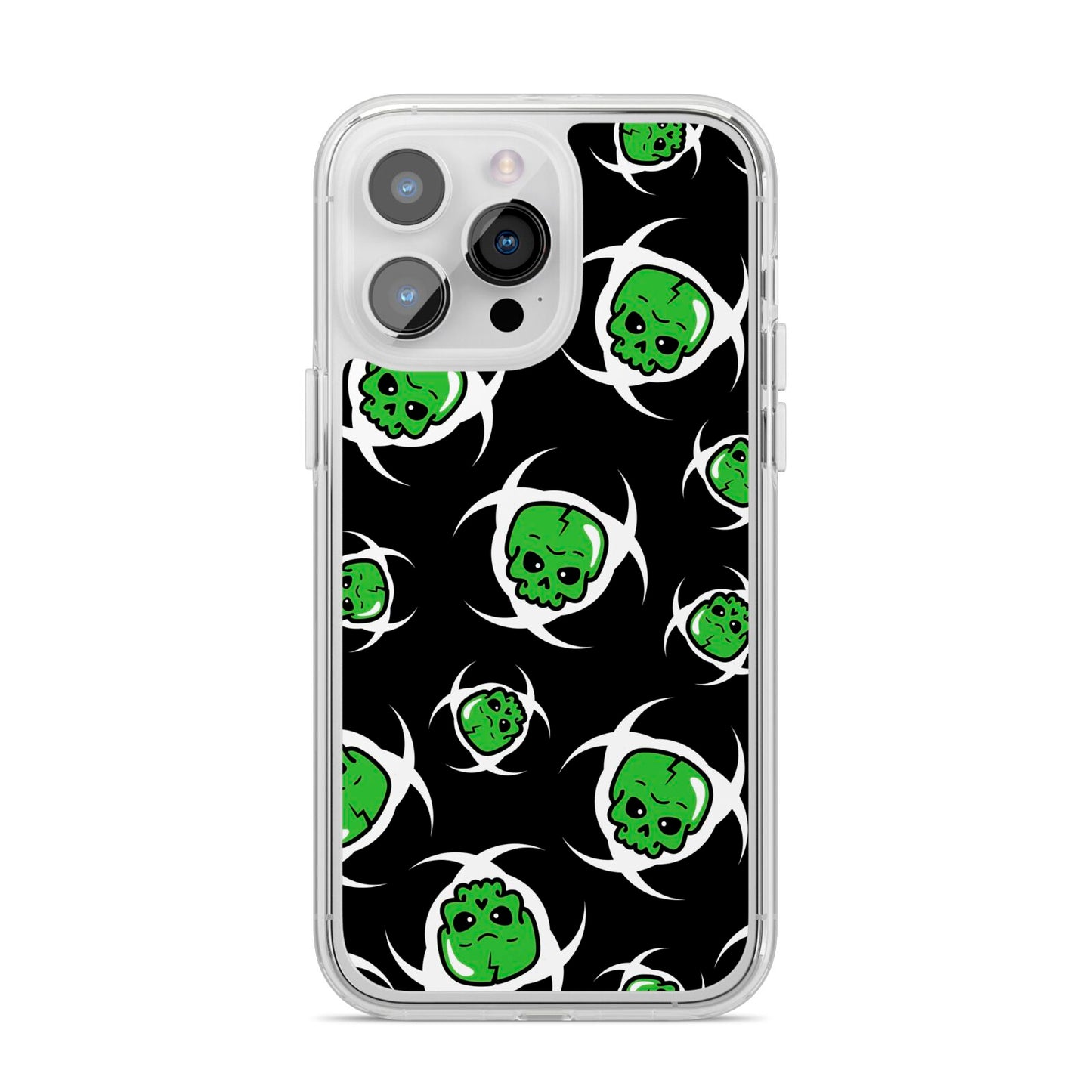 Toxic Skulls iPhone 14 Pro Max Clear Tough Case Silver