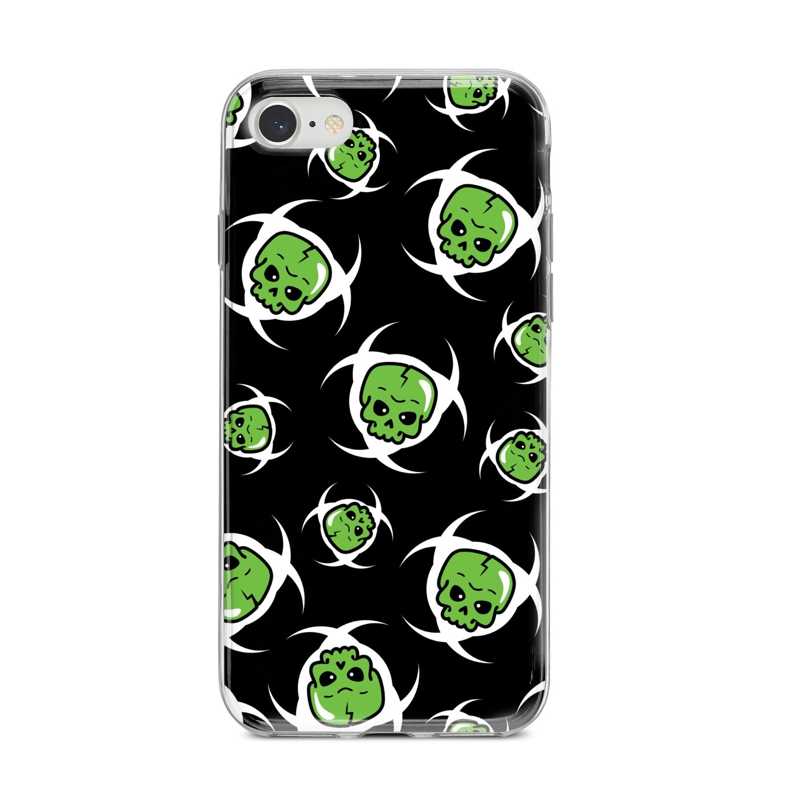 Toxic Skulls iPhone 8 Bumper Case on Silver iPhone