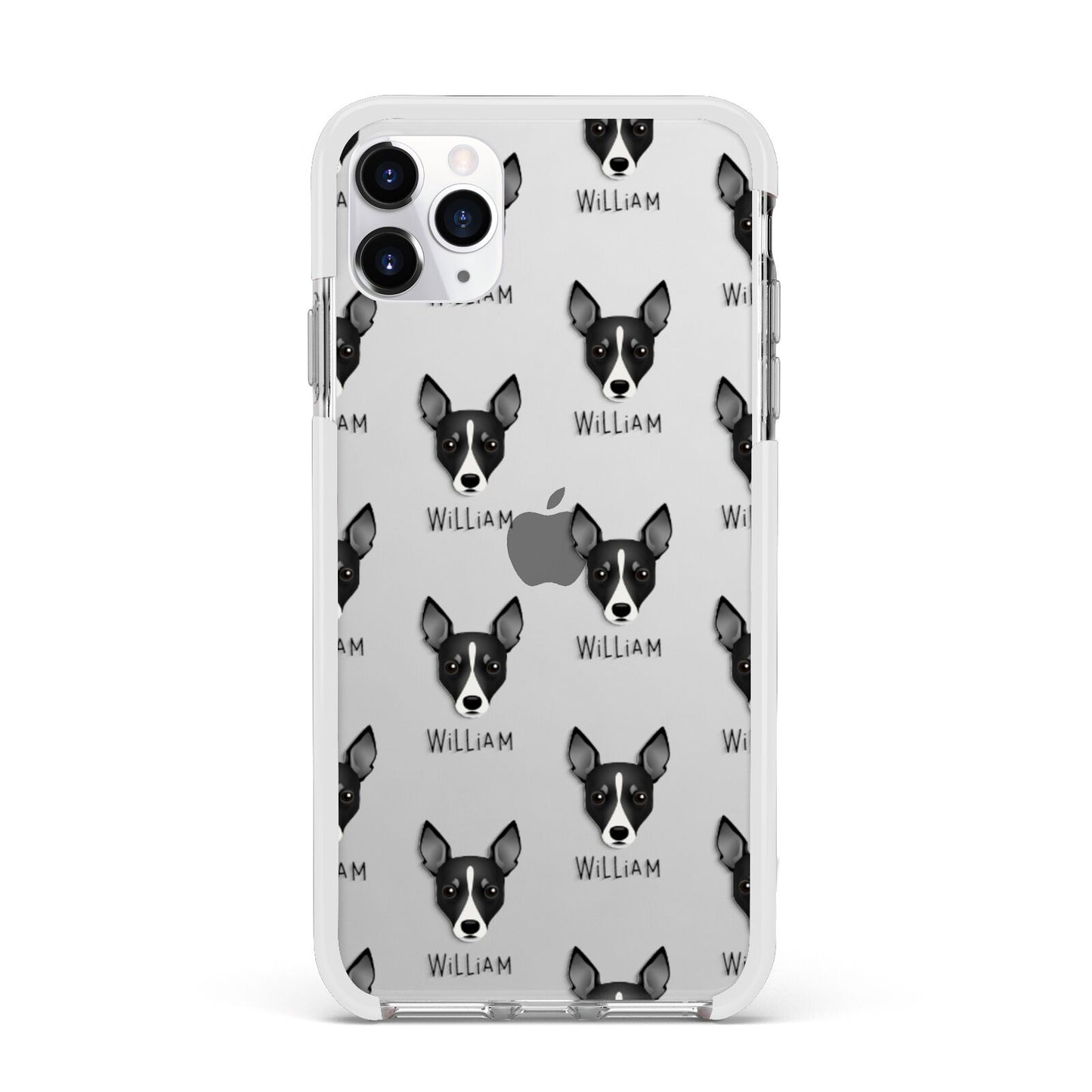 Toy Fox Terrier Icon with Name Apple iPhone 11 Pro Max in Silver with White Impact Case