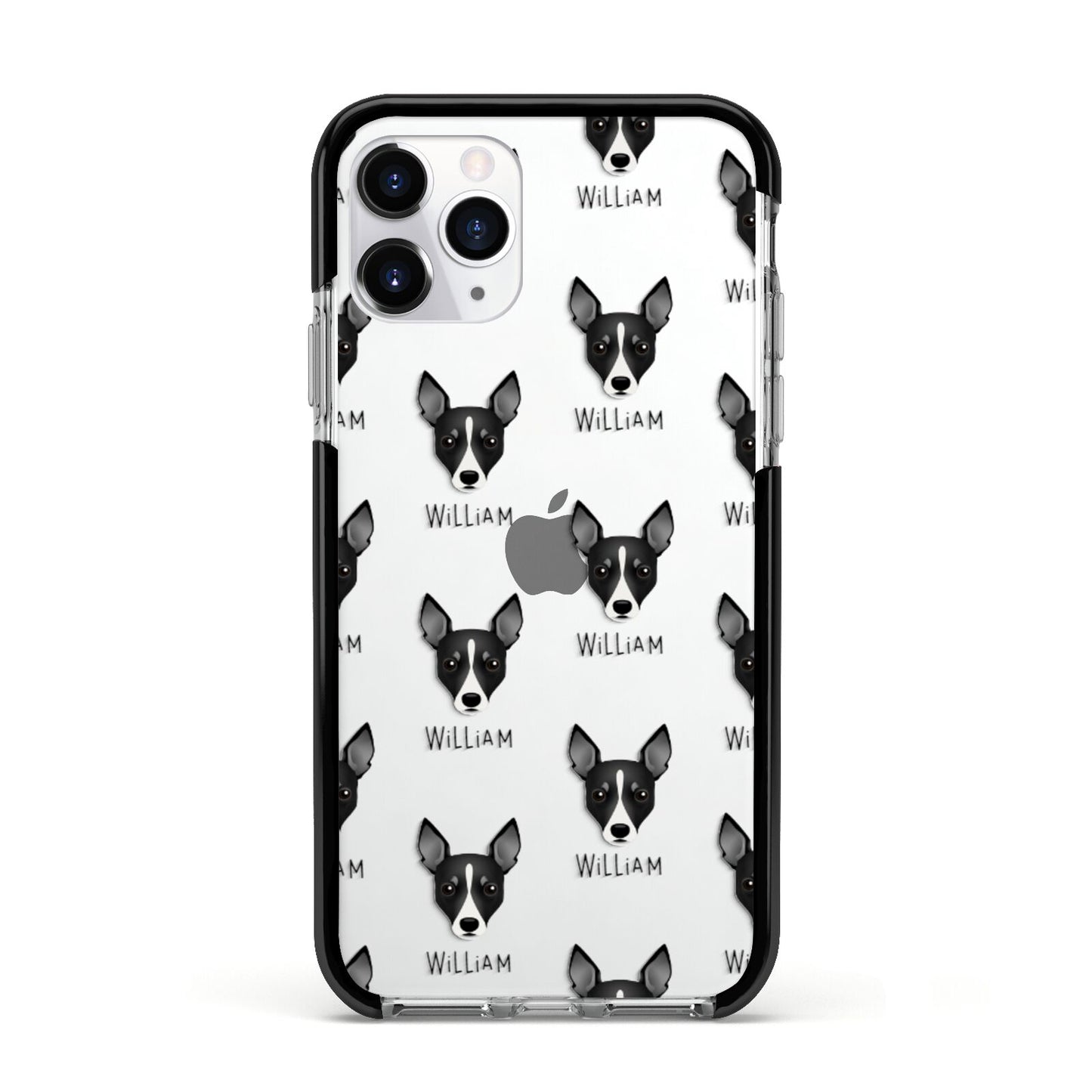 Toy Fox Terrier Icon with Name Apple iPhone 11 Pro in Silver with Black Impact Case