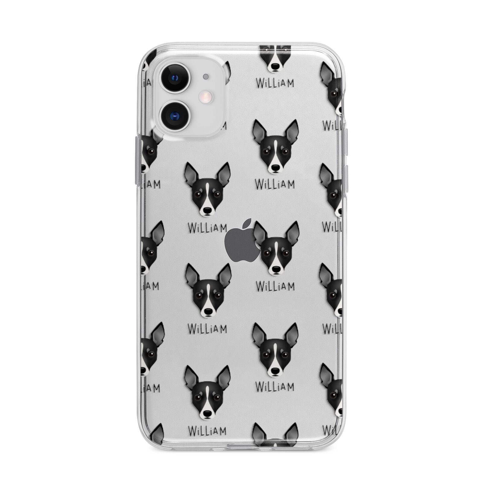 Toy Fox Terrier Icon with Name Apple iPhone 11 in White with Bumper Case