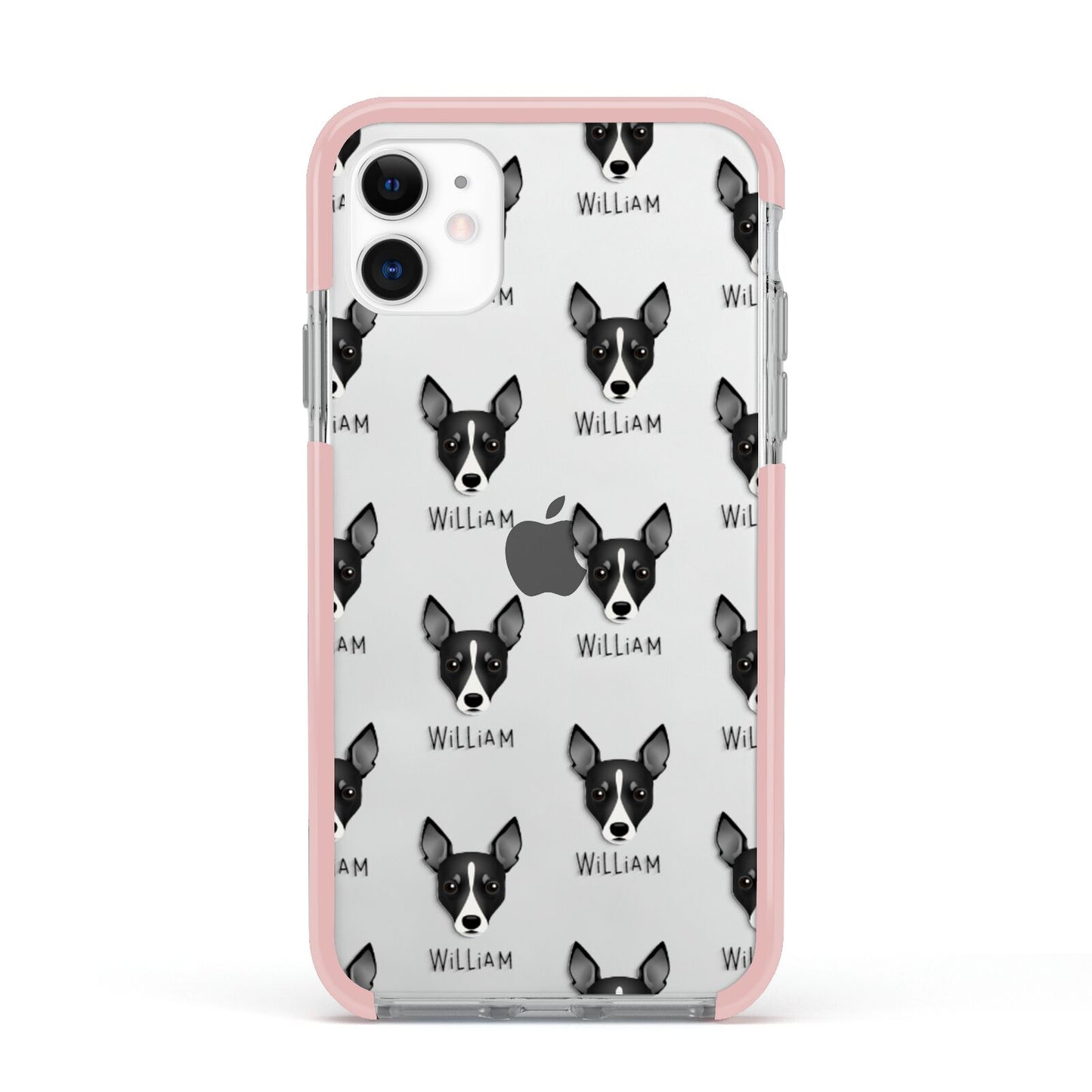 Toy Fox Terrier Icon with Name Apple iPhone 11 in White with Pink Impact Case