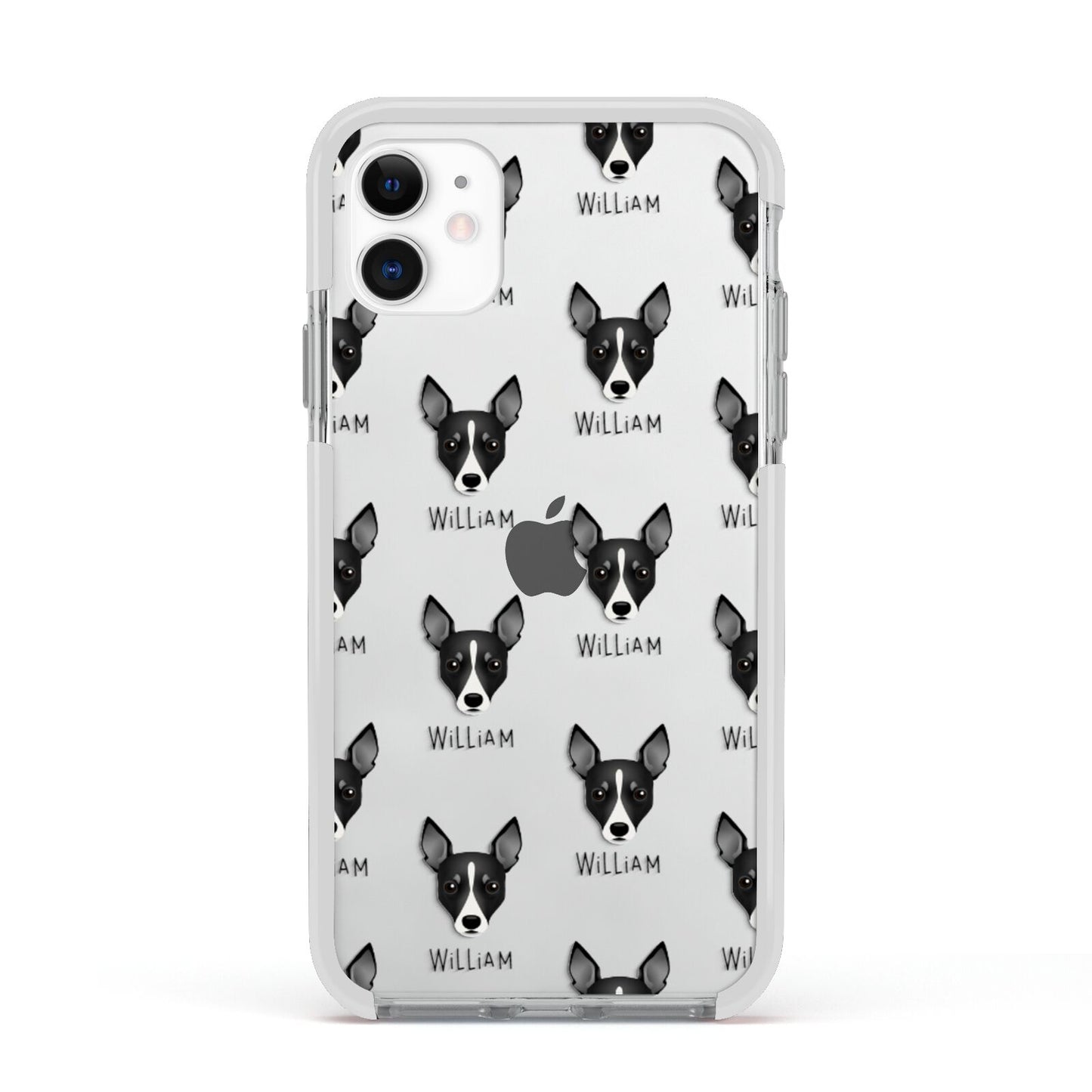 Toy Fox Terrier Icon with Name Apple iPhone 11 in White with White Impact Case