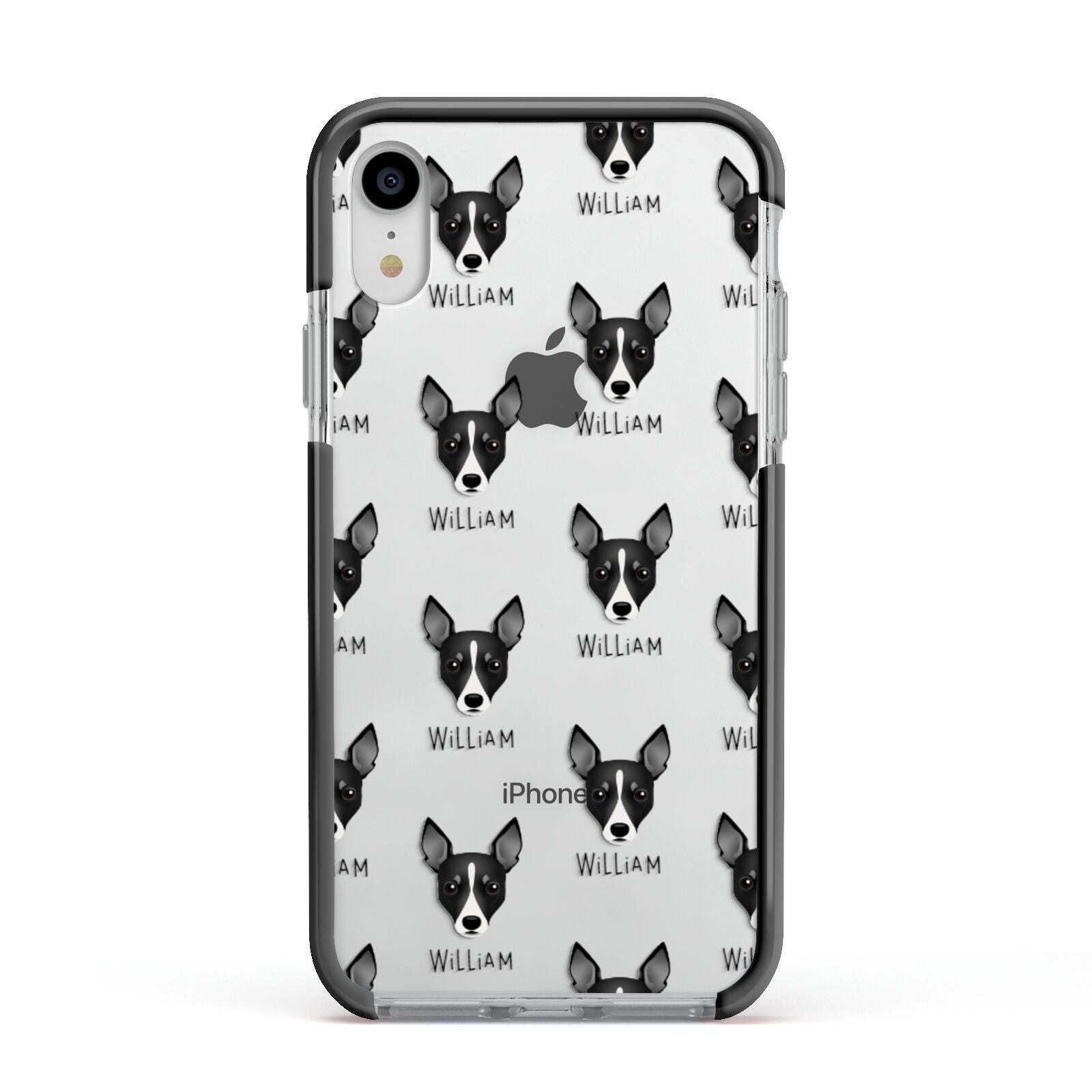 Toy Fox Terrier Icon with Name Apple iPhone XR Impact Case Black Edge on Silver Phone