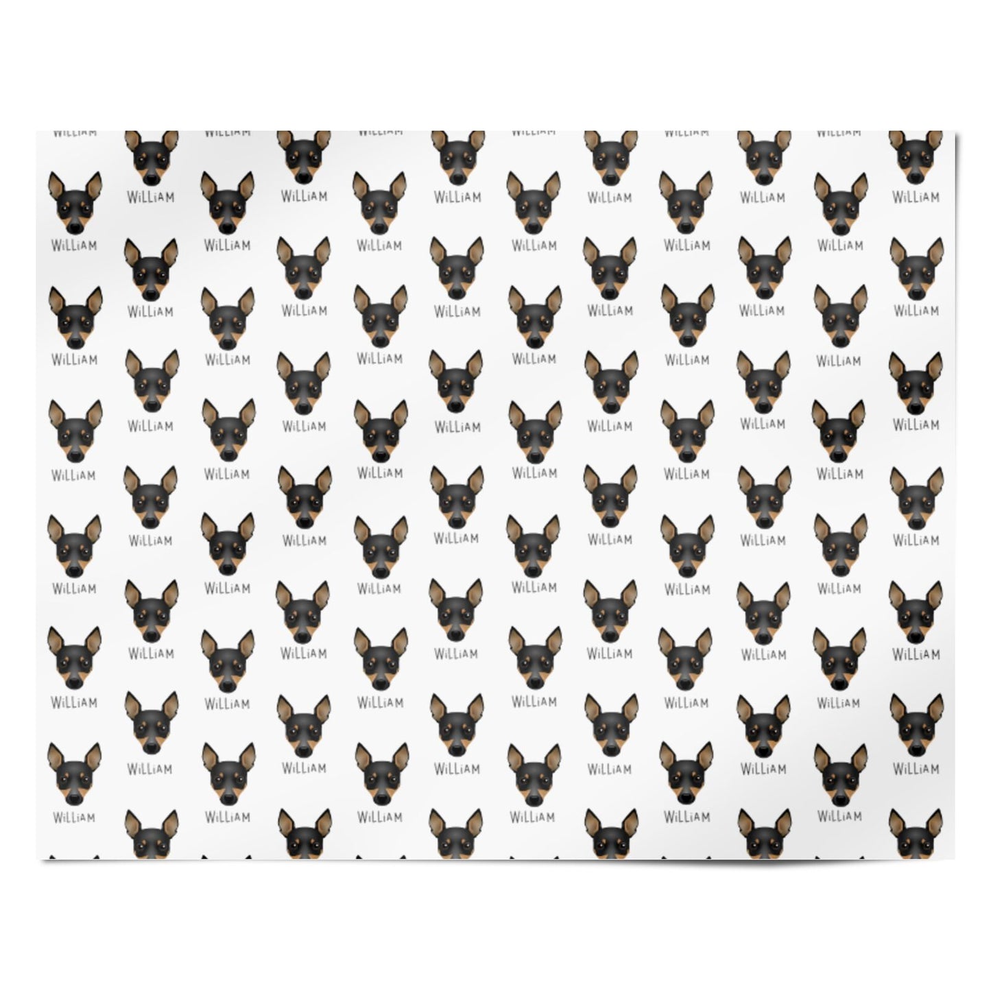 Toy Fox Terrier Icon with Name Personalised Wrapping Paper Alternative