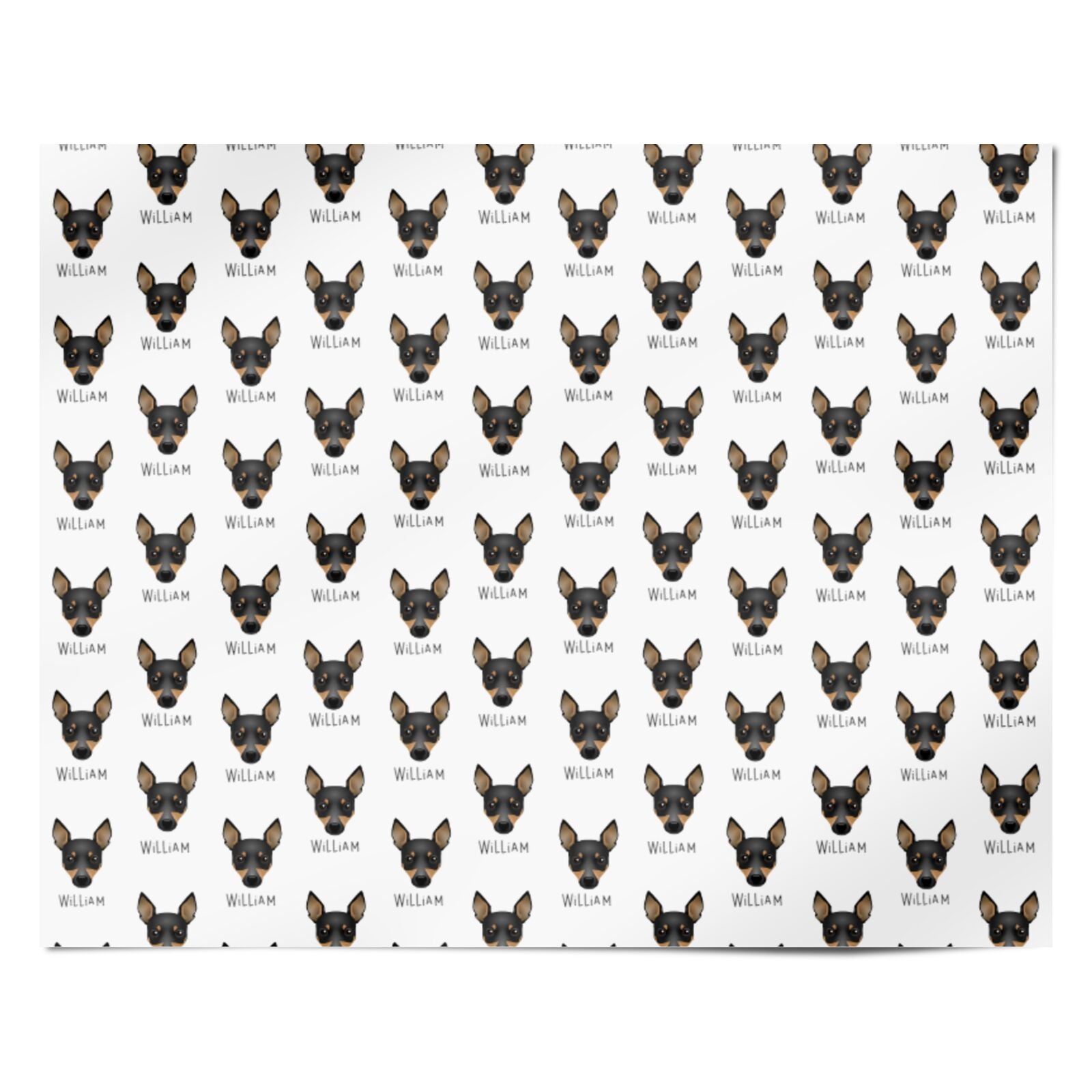 Toy Fox Terrier Icon with Name Personalised Wrapping Paper Alternative