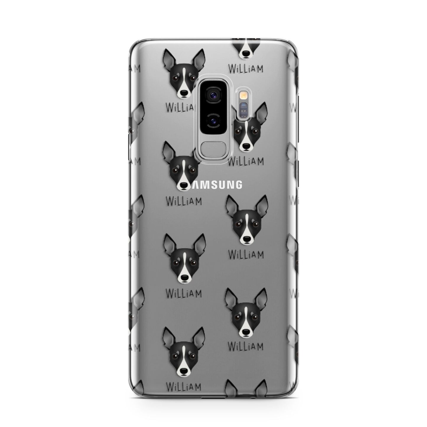 Toy Fox Terrier Icon with Name Samsung Galaxy S9 Plus Case on Silver phone