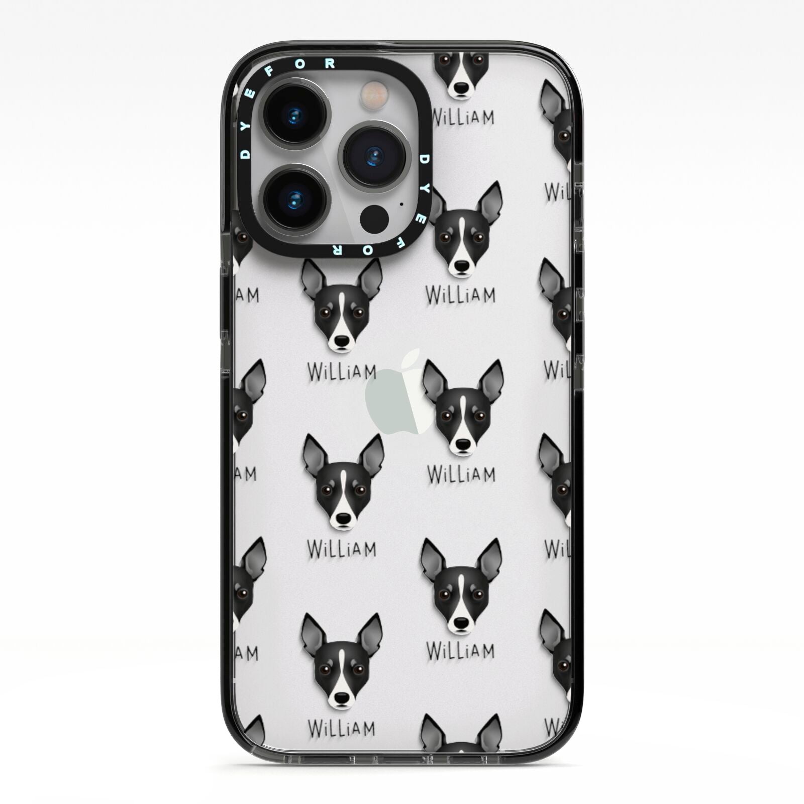 Toy Fox Terrier Icon with Name iPhone 13 Pro Black Impact Case on Silver phone