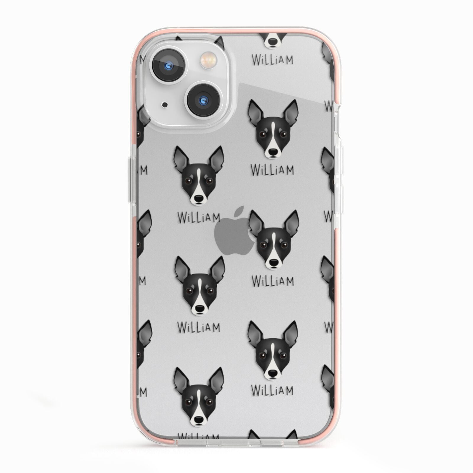 Toy Fox Terrier Icon with Name iPhone 13 TPU Impact Case with Pink Edges