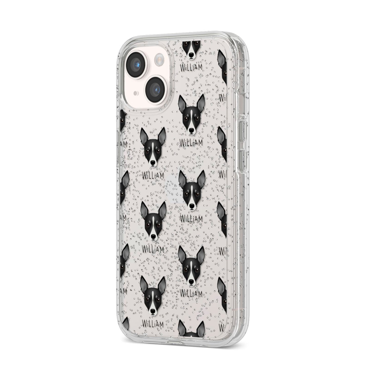 Toy Fox Terrier Icon with Name iPhone 14 Glitter Tough Case Starlight Angled Image