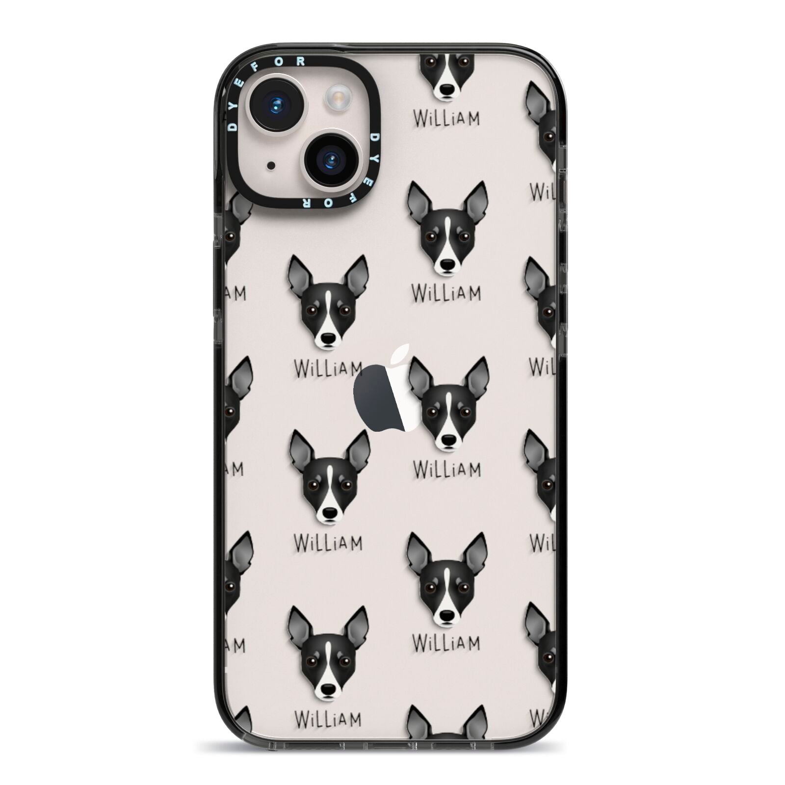 Toy Fox Terrier Icon with Name iPhone 14 Plus Black Impact Case on Silver phone