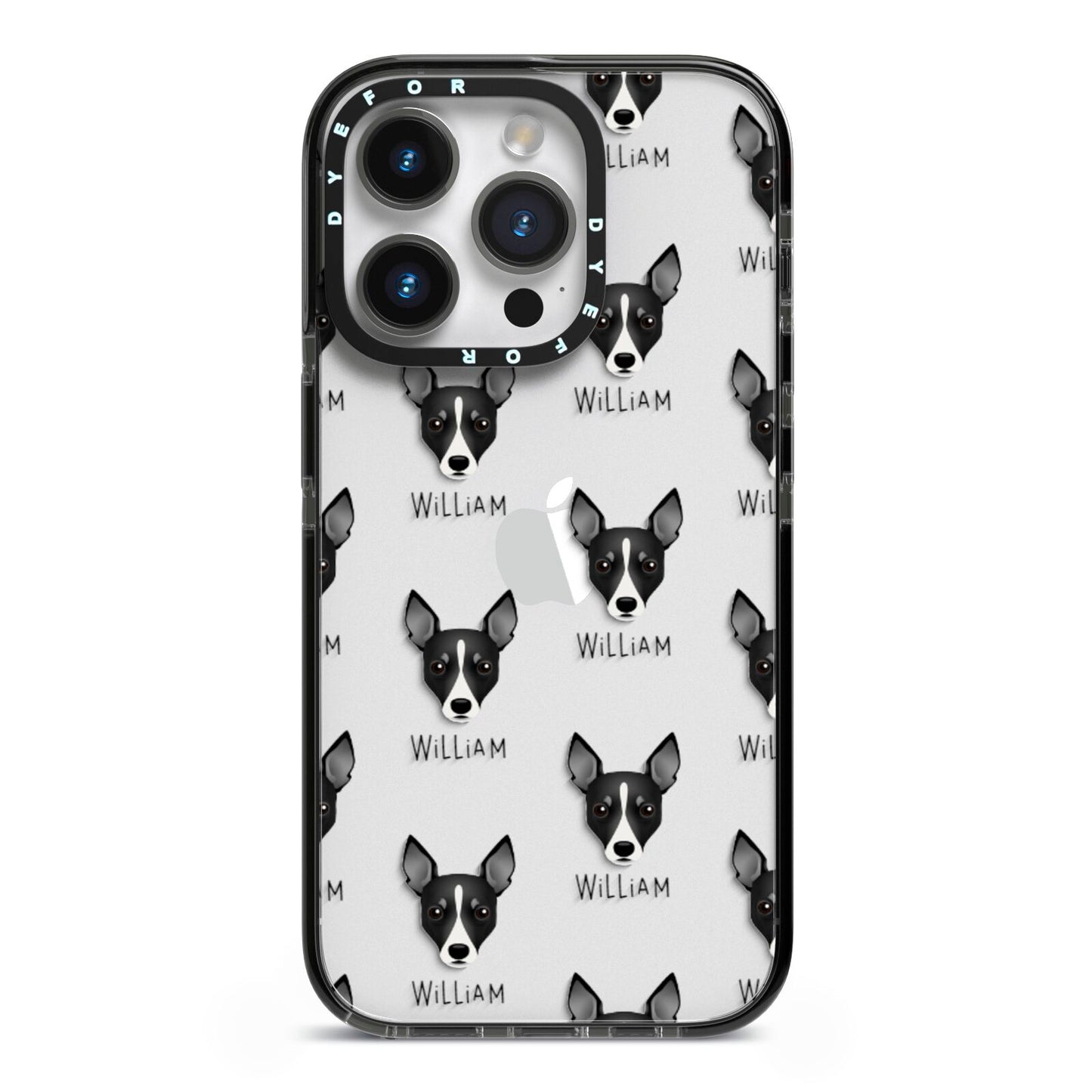 Toy Fox Terrier Icon with Name iPhone 14 Pro Black Impact Case on Silver phone
