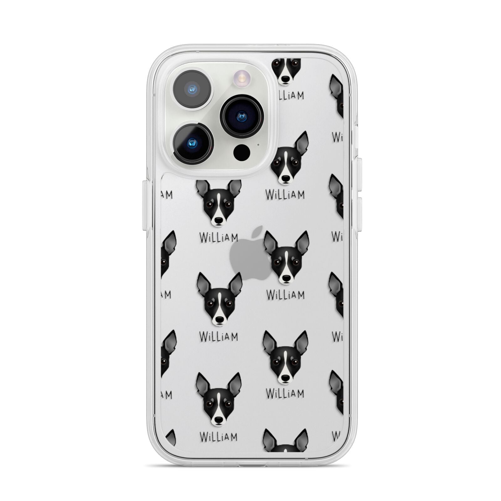 Toy Fox Terrier Icon with Name iPhone 14 Pro Clear Tough Case Silver