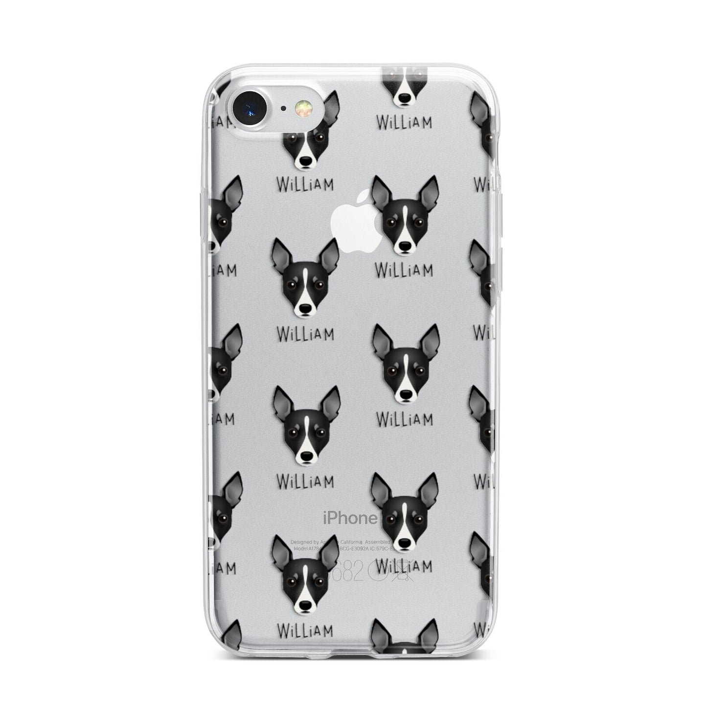 Toy Fox Terrier Icon with Name iPhone 7 Bumper Case on Silver iPhone