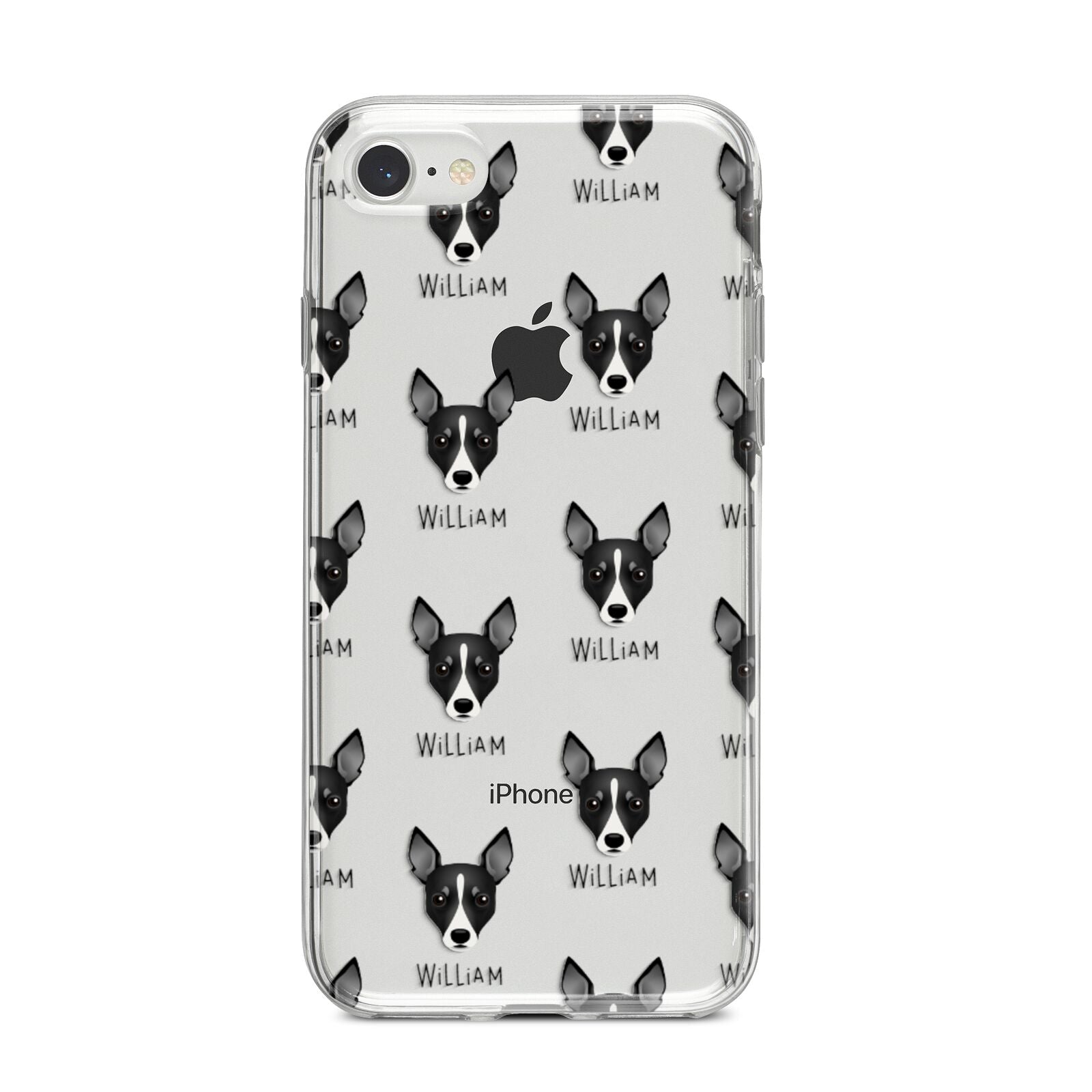 Toy Fox Terrier Icon with Name iPhone 8 Bumper Case on Silver iPhone