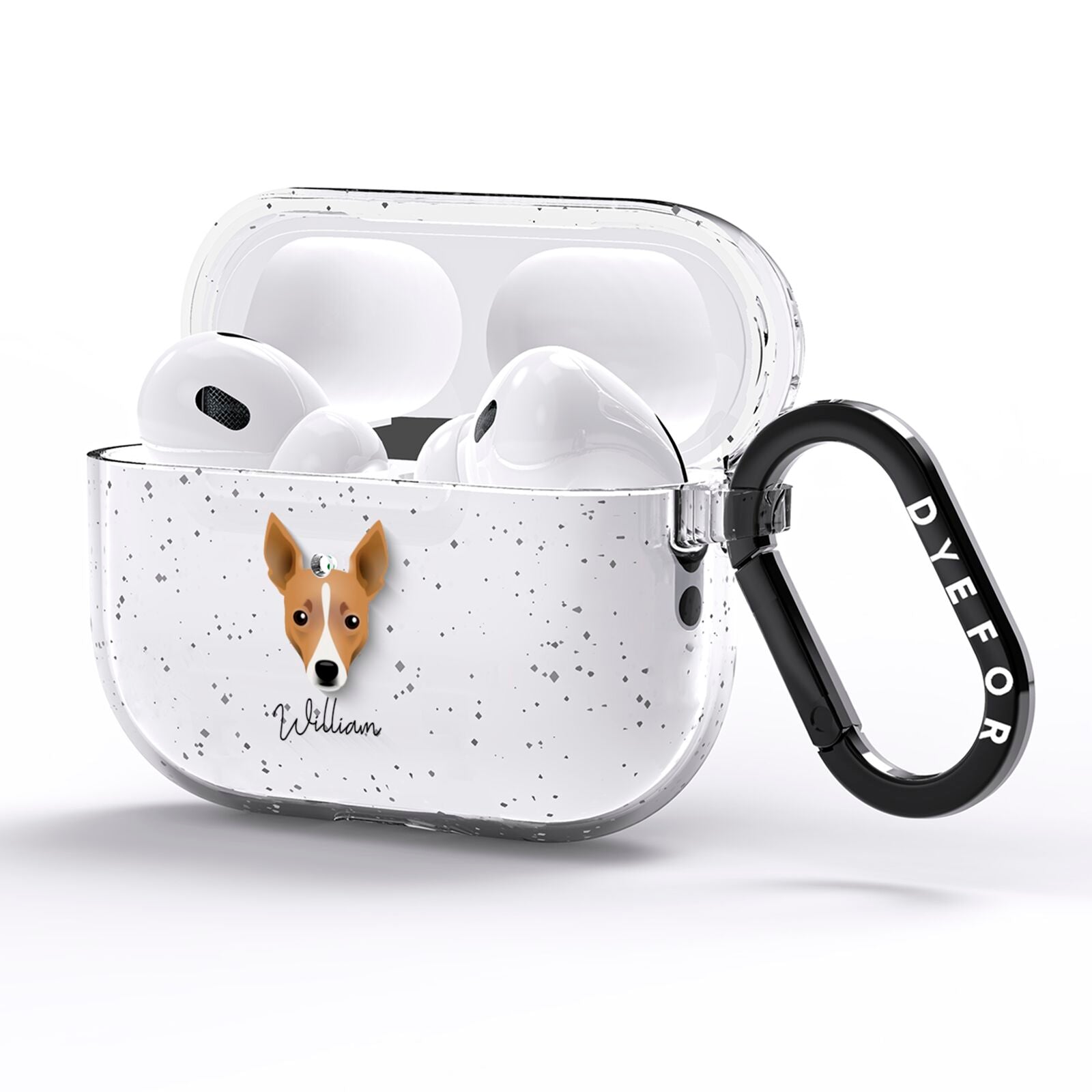 Toy Fox Terrier Personalised AirPods Pro Glitter Case Side Image