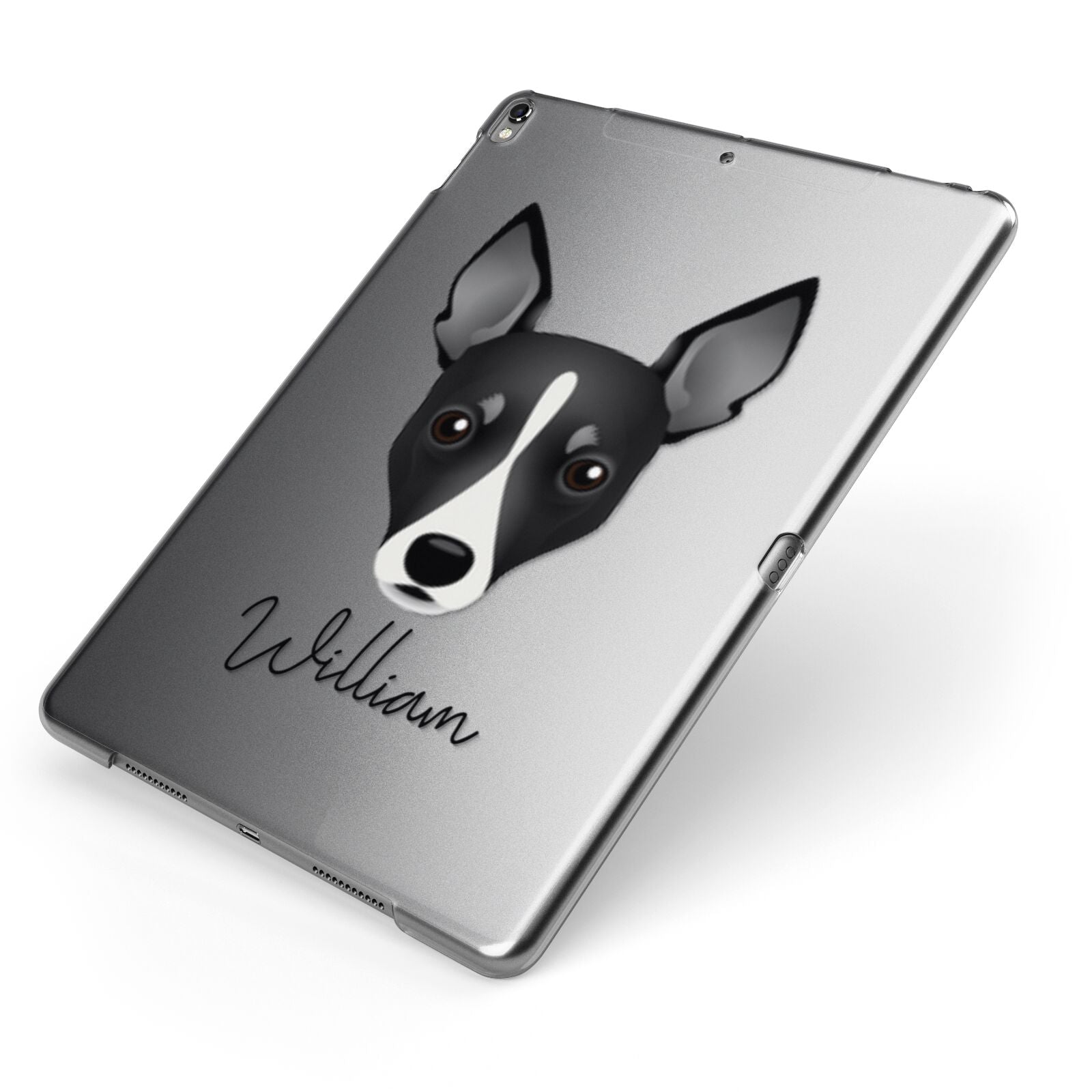 Toy Fox Terrier Personalised Apple iPad Case on Grey iPad Side View