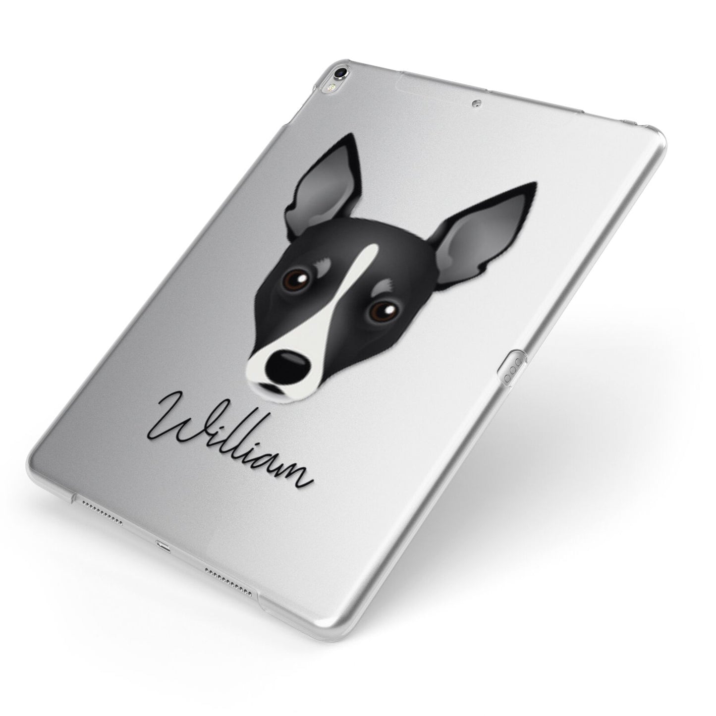 Toy Fox Terrier Personalised Apple iPad Case on Silver iPad Side View