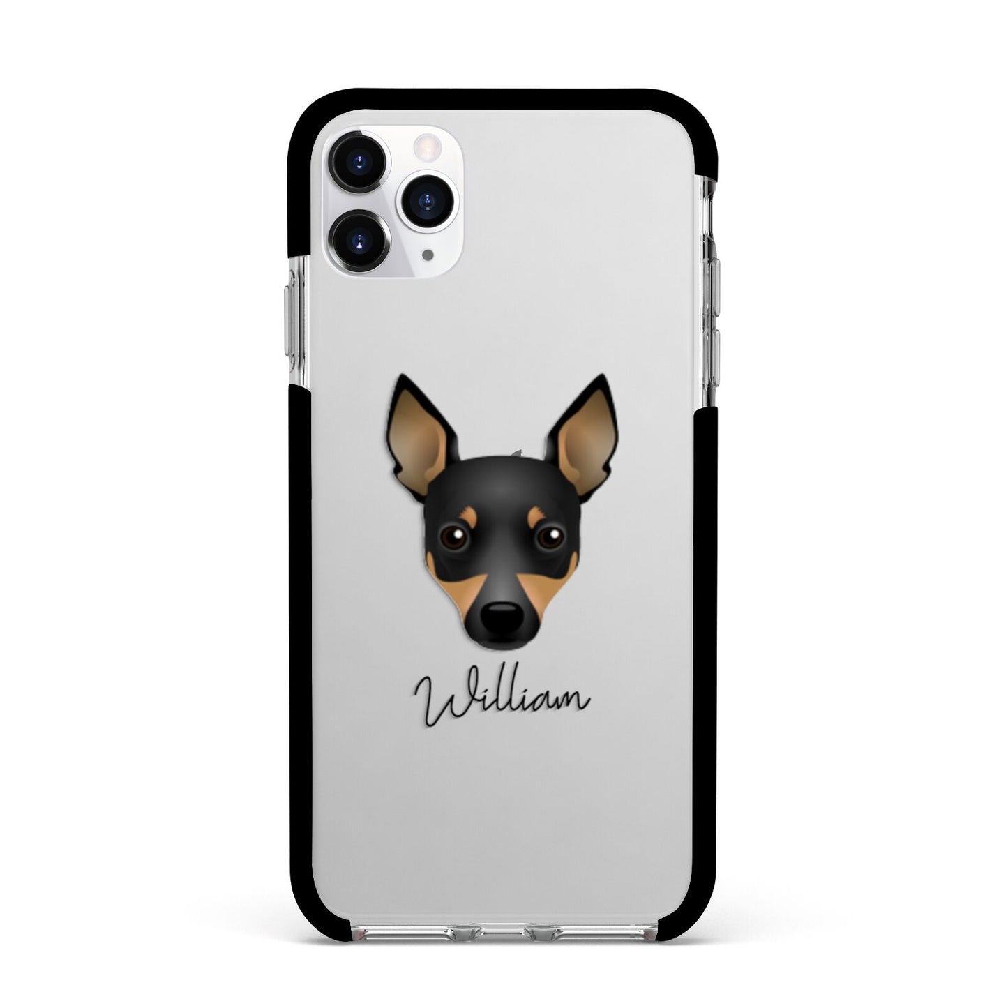 Toy Fox Terrier Personalised Apple iPhone 11 Pro Max in Silver with Black Impact Case