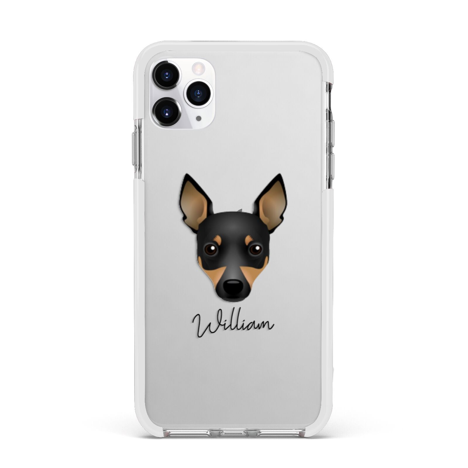 Toy Fox Terrier Personalised Apple iPhone 11 Pro Max in Silver with White Impact Case