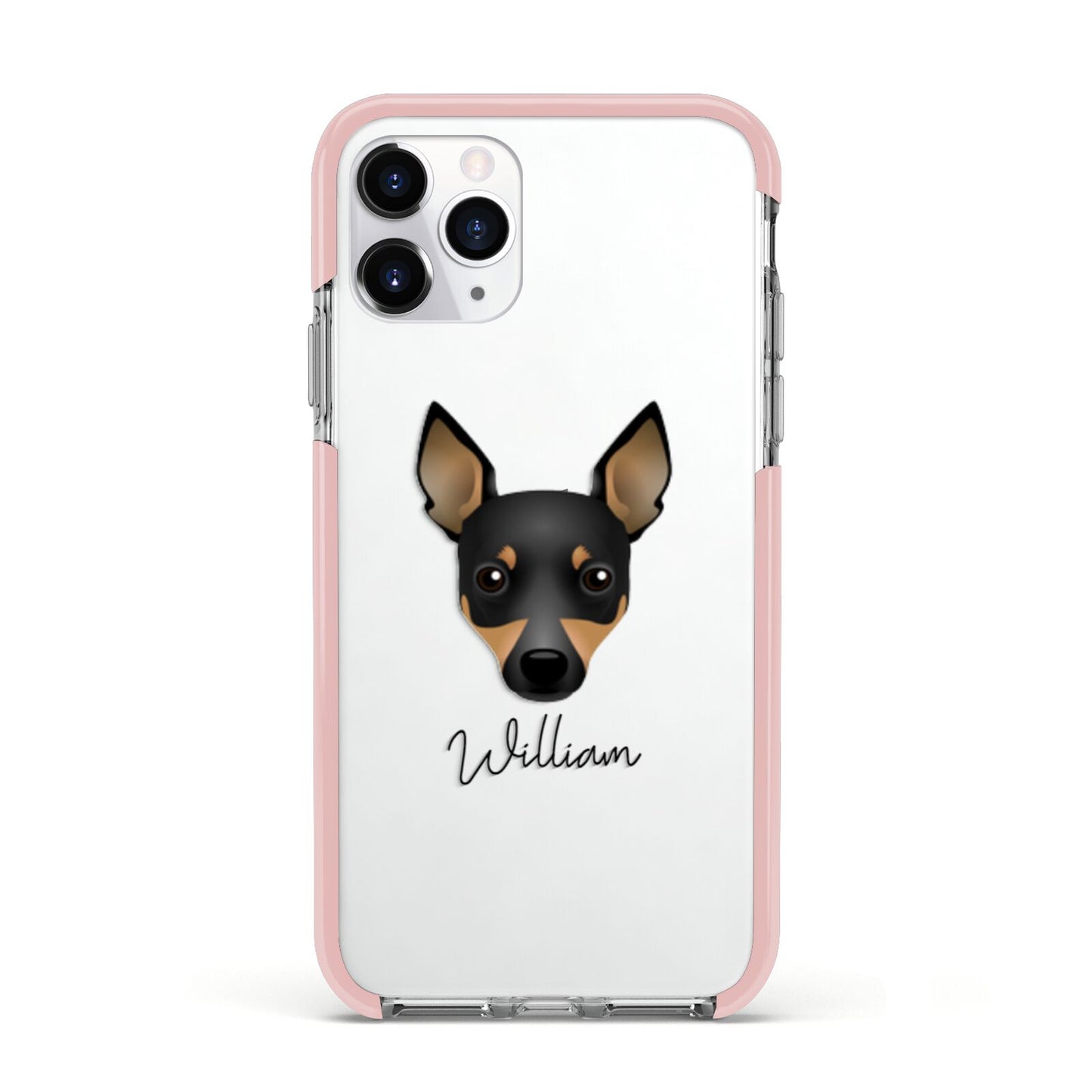 Toy Fox Terrier Personalised Apple iPhone 11 Pro in Silver with Pink Impact Case