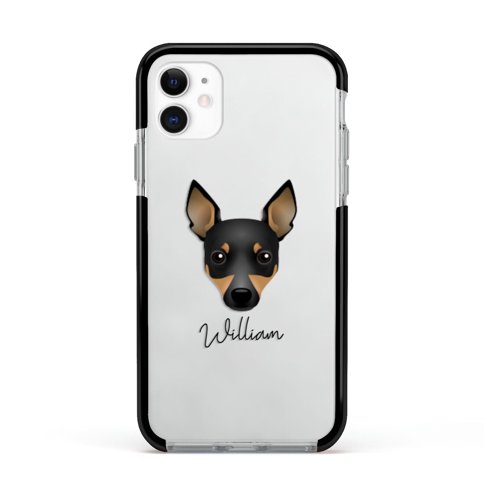 Toy Fox Terrier Personalised Apple iPhone 11 in White with Black Impact Case