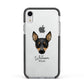 Toy Fox Terrier Personalised Apple iPhone XR Impact Case Black Edge on Silver Phone