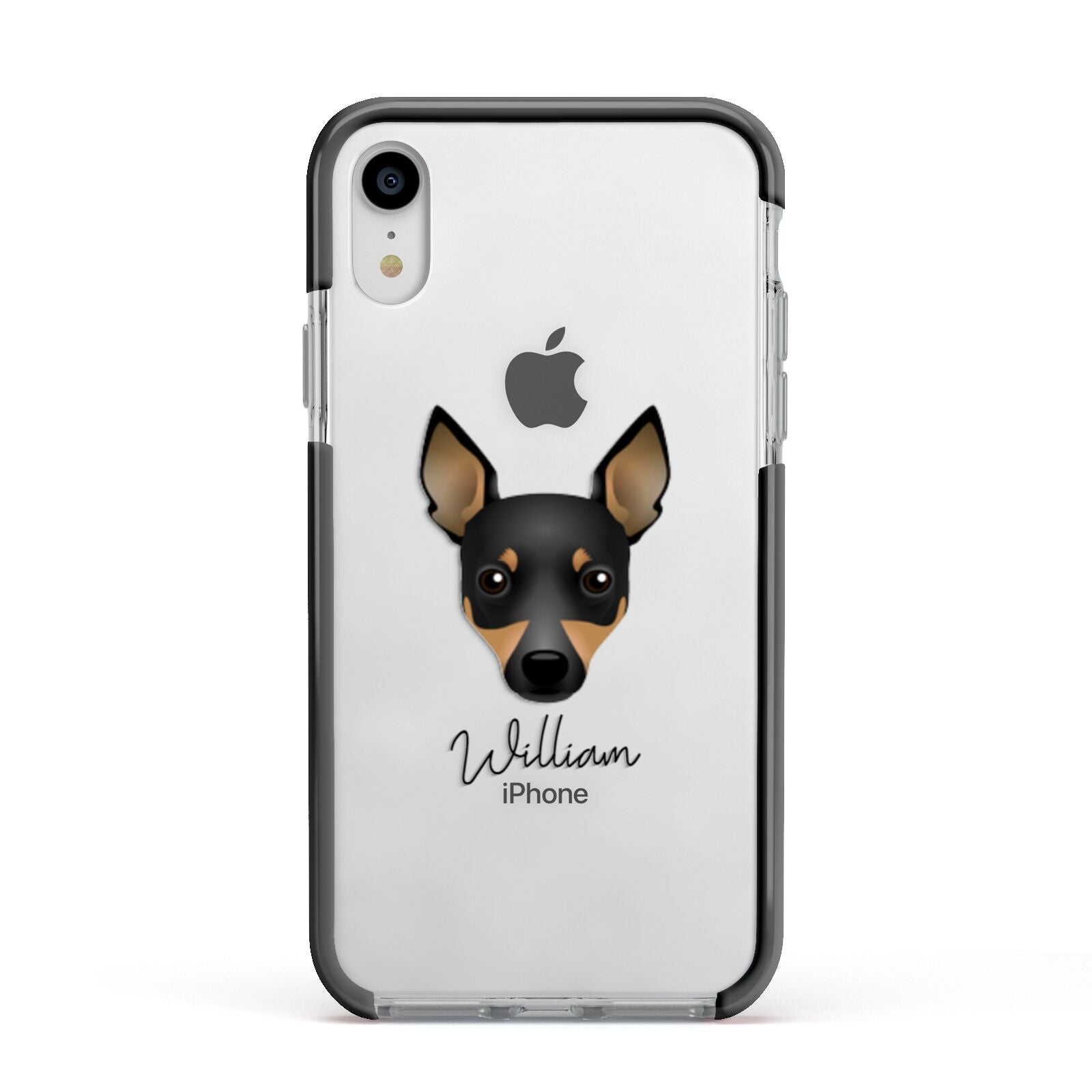 Toy Fox Terrier Personalised Apple iPhone XR Impact Case Black Edge on Silver Phone