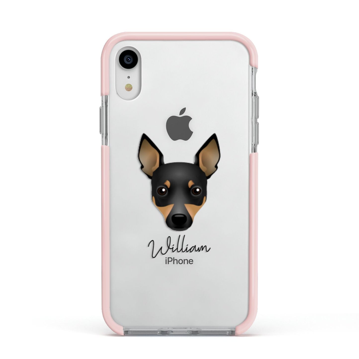 Toy Fox Terrier Personalised Apple iPhone XR Impact Case Pink Edge on Silver Phone