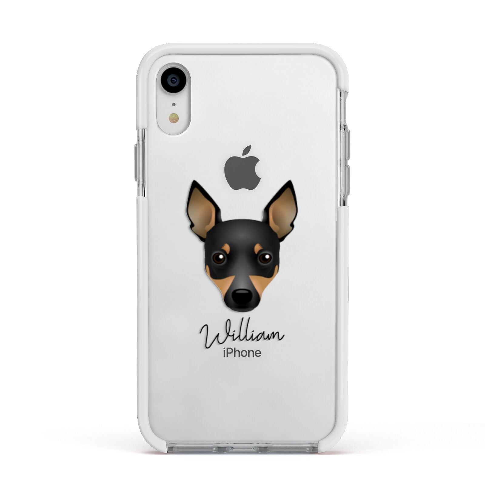 Toy Fox Terrier Personalised Apple iPhone XR Impact Case White Edge on Silver Phone