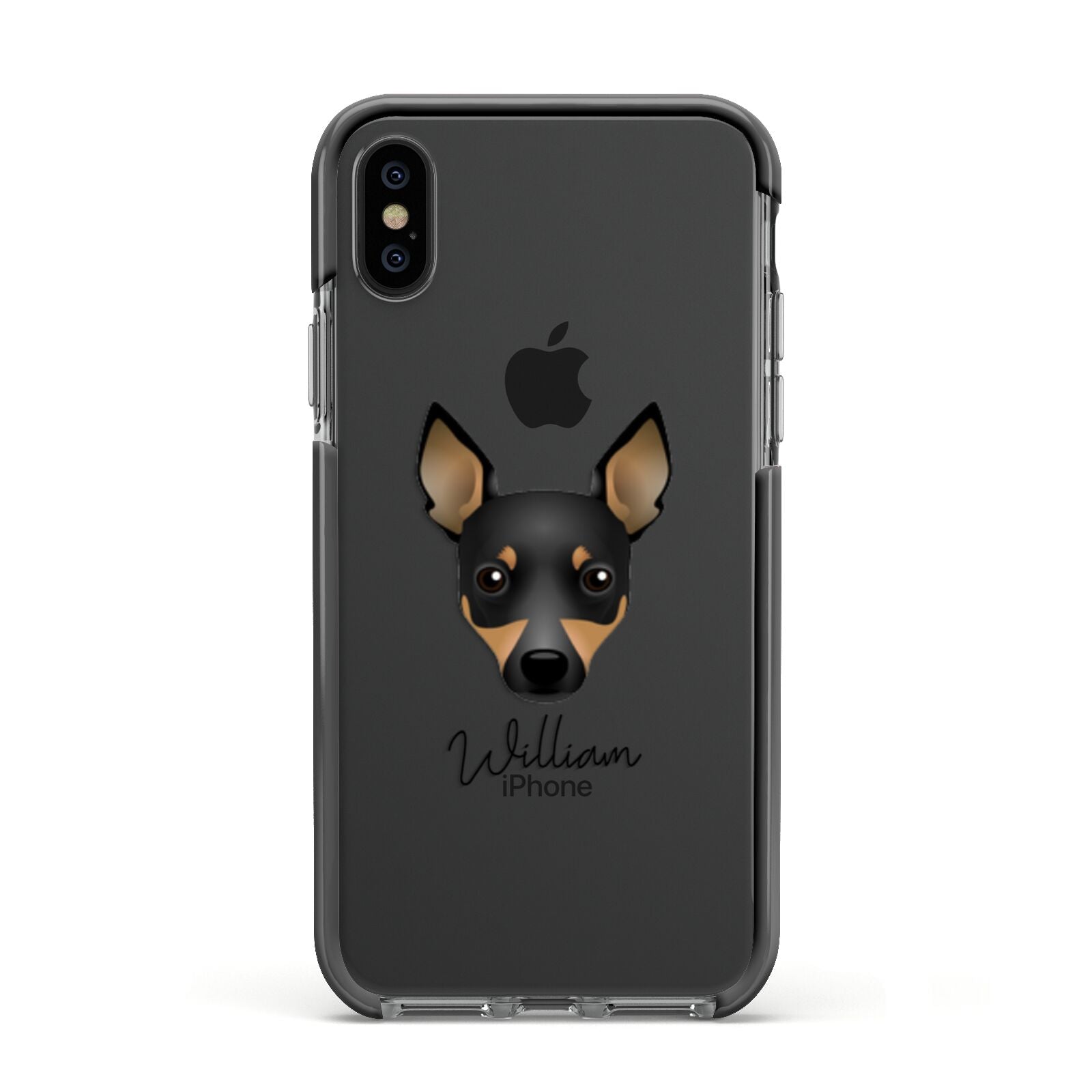 Toy Fox Terrier Personalised Apple iPhone Xs Impact Case Black Edge on Black Phone