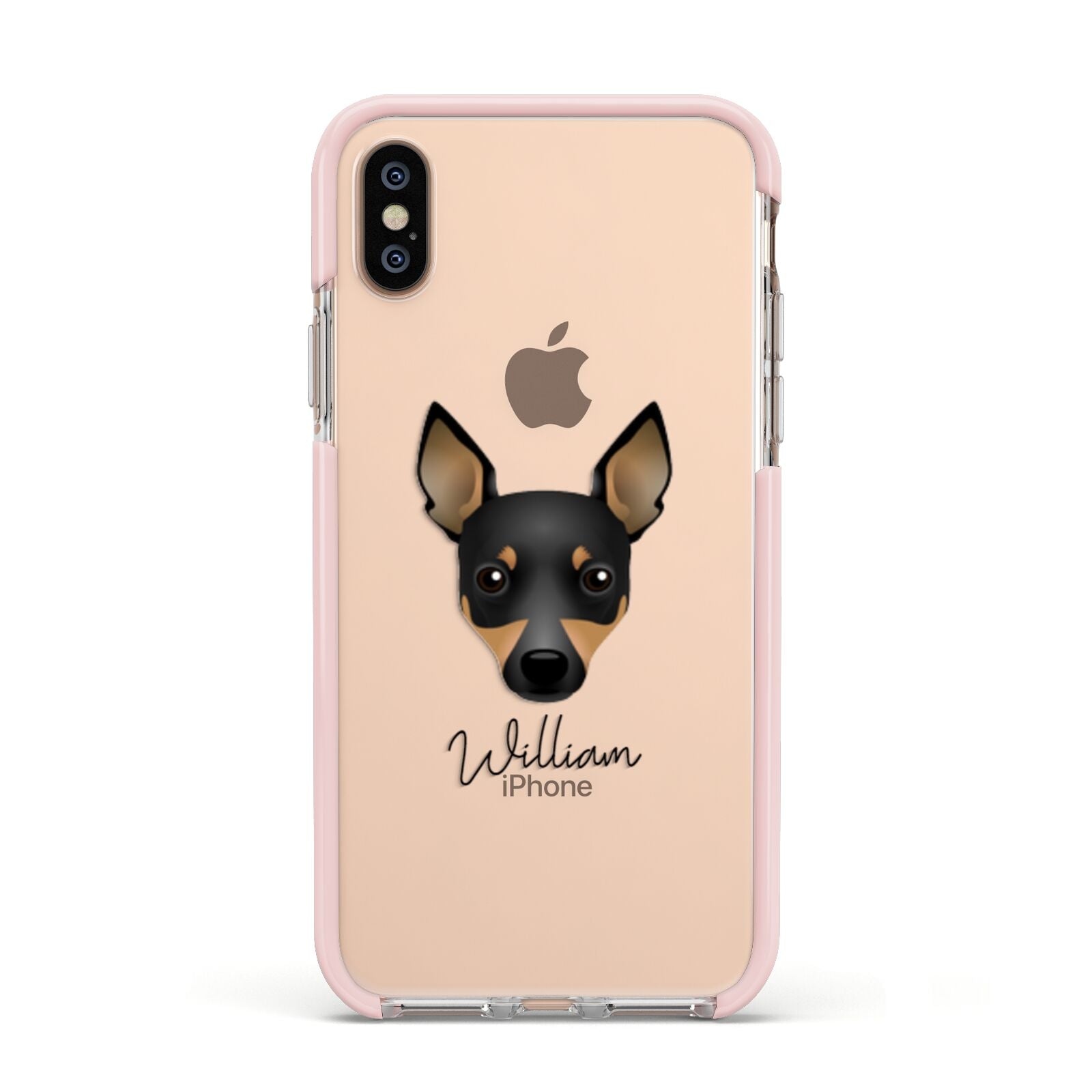 Toy Fox Terrier Personalised Apple iPhone Xs Impact Case Pink Edge on Gold Phone