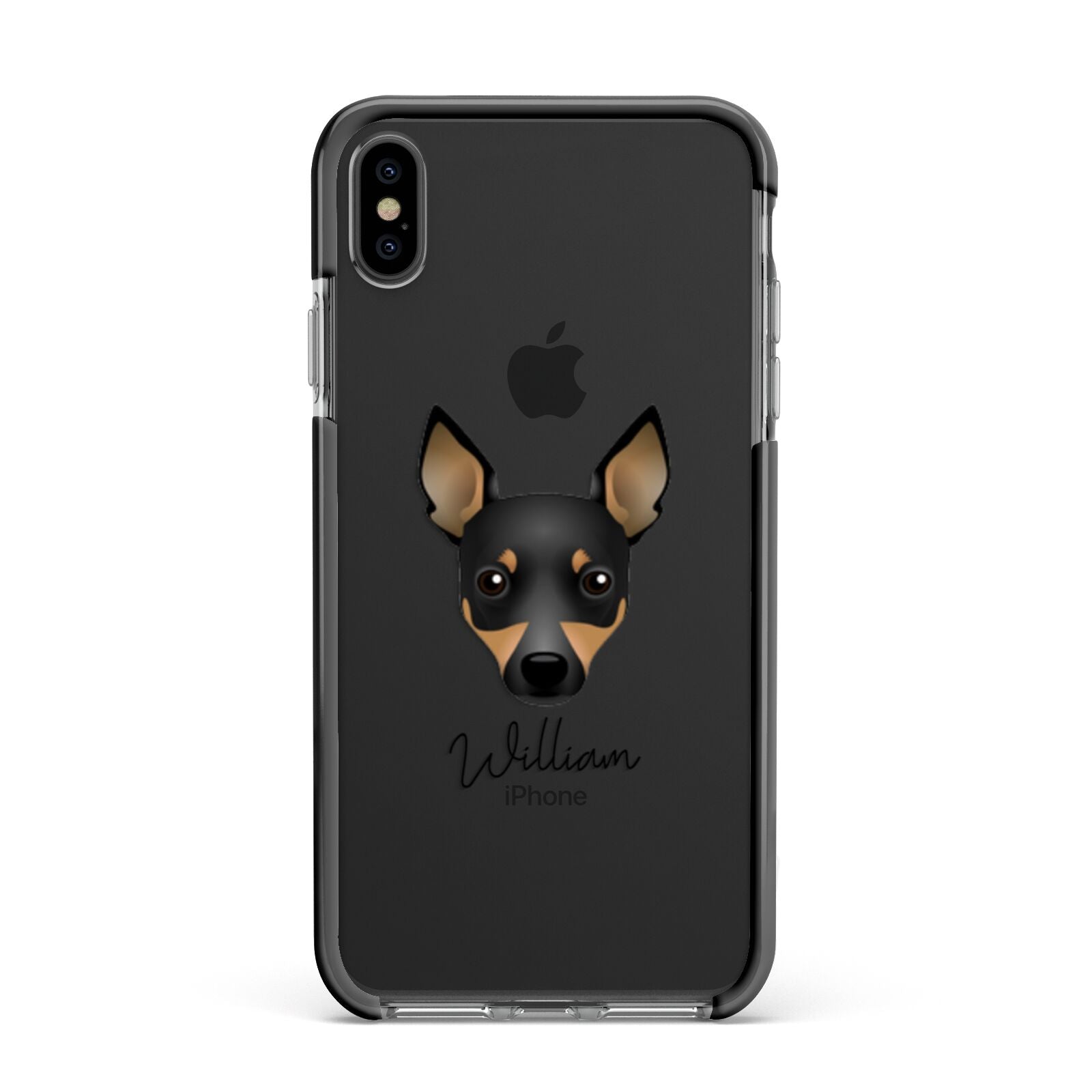 Toy Fox Terrier Personalised Apple iPhone Xs Max Impact Case Black Edge on Black Phone