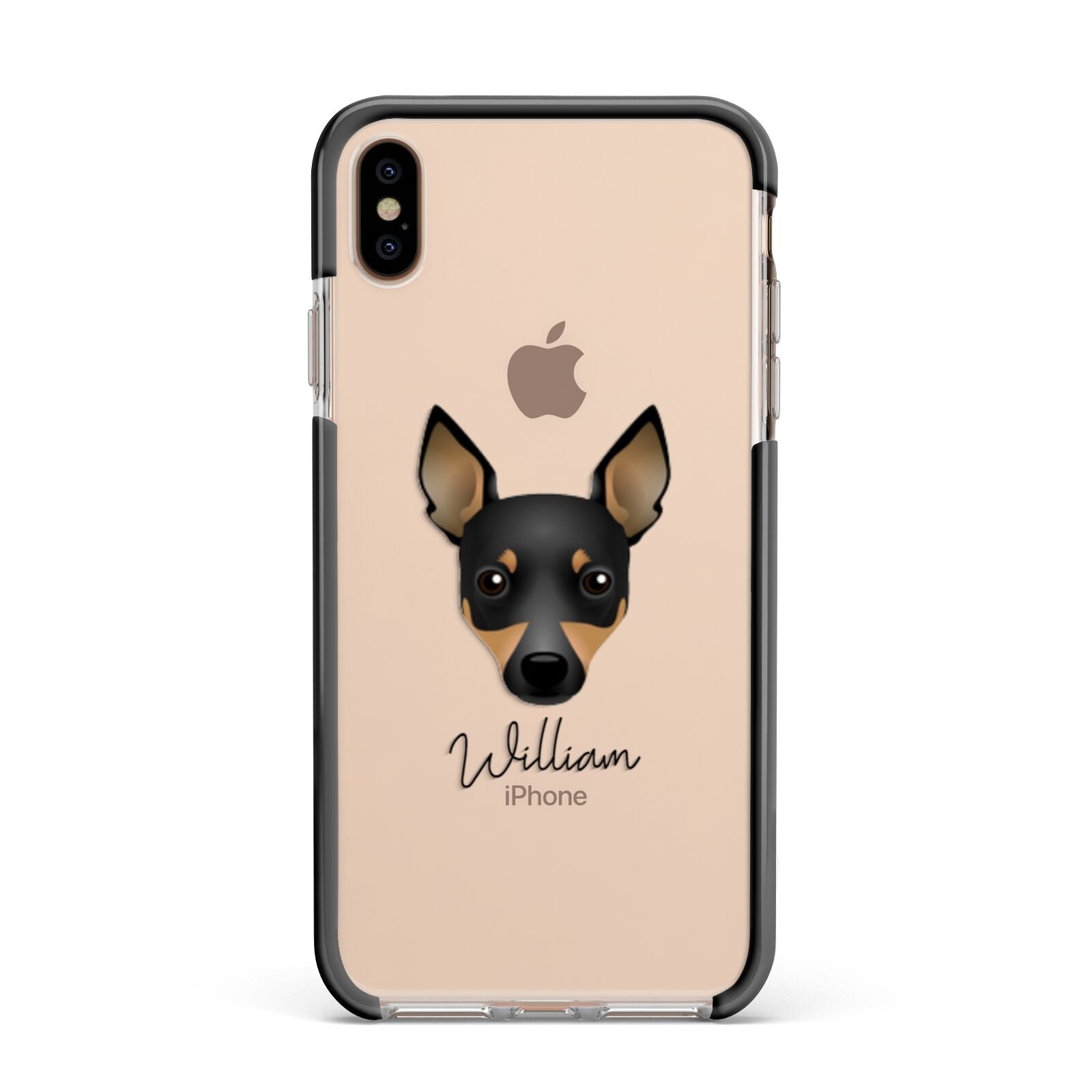 Toy Fox Terrier Personalised Apple iPhone Xs Max Impact Case Black Edge on Gold Phone