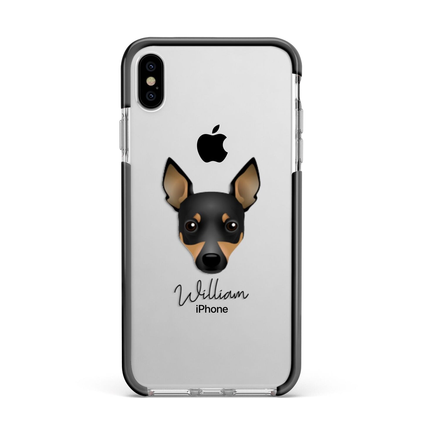 Toy Fox Terrier Personalised Apple iPhone Xs Max Impact Case Black Edge on Silver Phone
