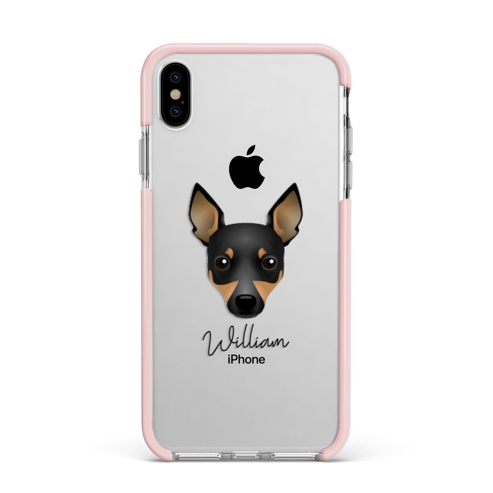 Toy Fox Terrier Personalised Apple iPhone Xs Max Impact Case Pink Edge on Silver Phone