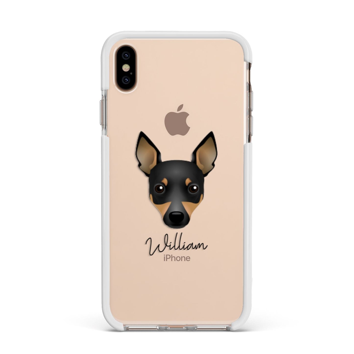 Toy Fox Terrier Personalised Apple iPhone Xs Max Impact Case White Edge on Gold Phone