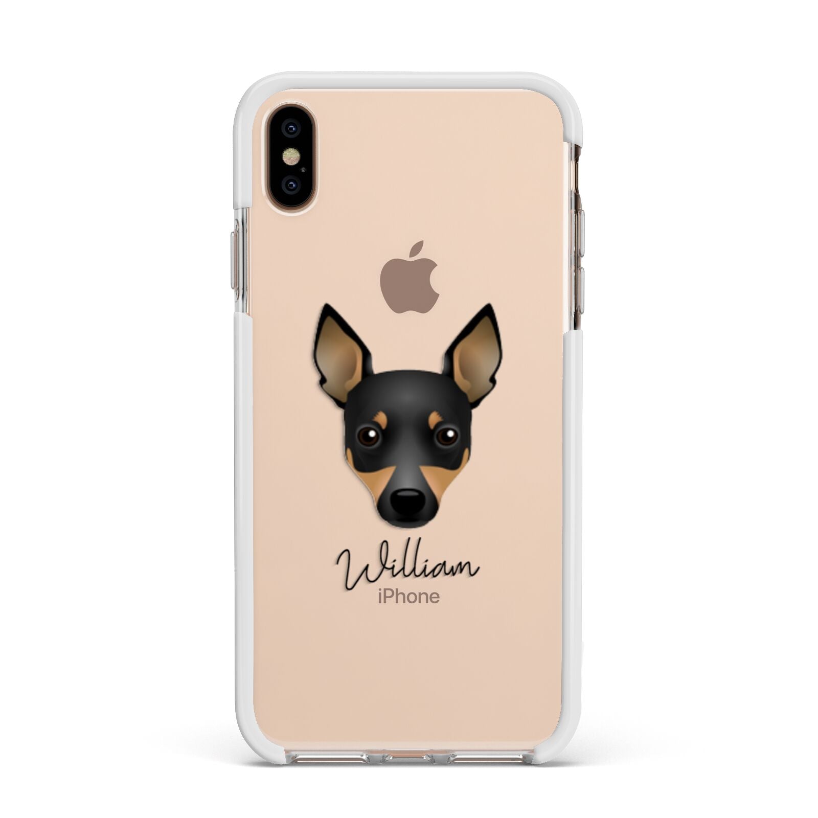 Toy Fox Terrier Personalised Apple iPhone Xs Max Impact Case White Edge on Gold Phone