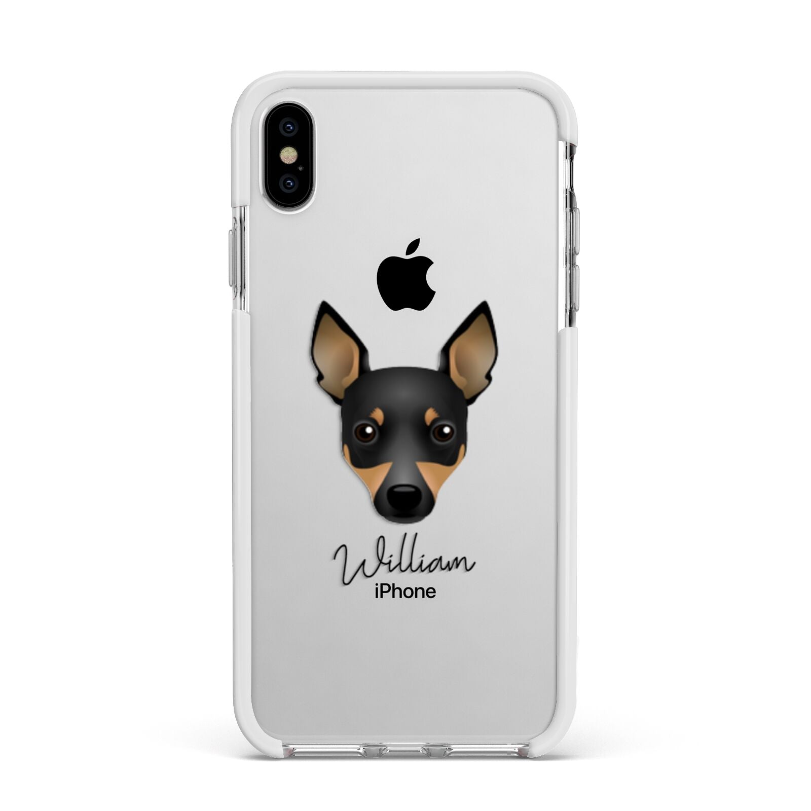 Toy Fox Terrier Personalised Apple iPhone Xs Max Impact Case White Edge on Silver Phone