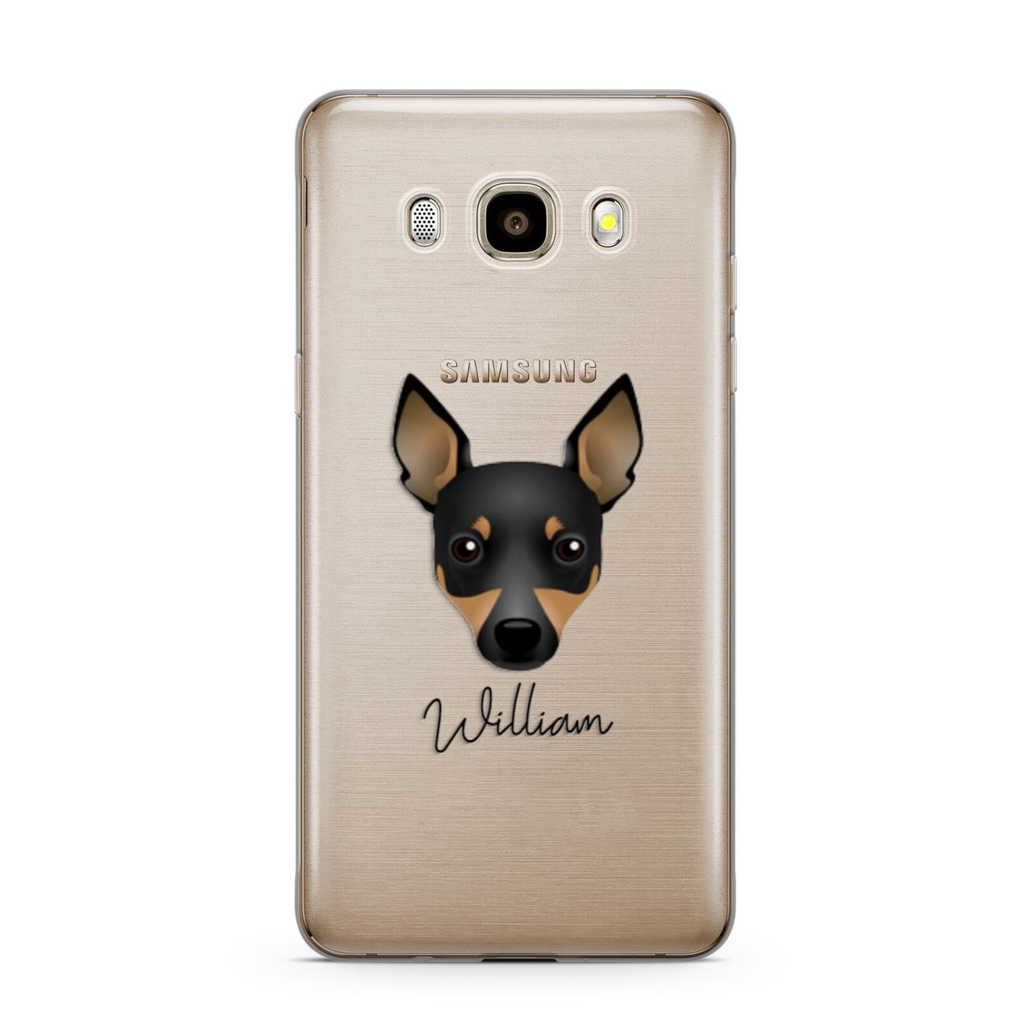Toy Fox Terrier Personalised Samsung Galaxy J7 2016 Case on gold phone