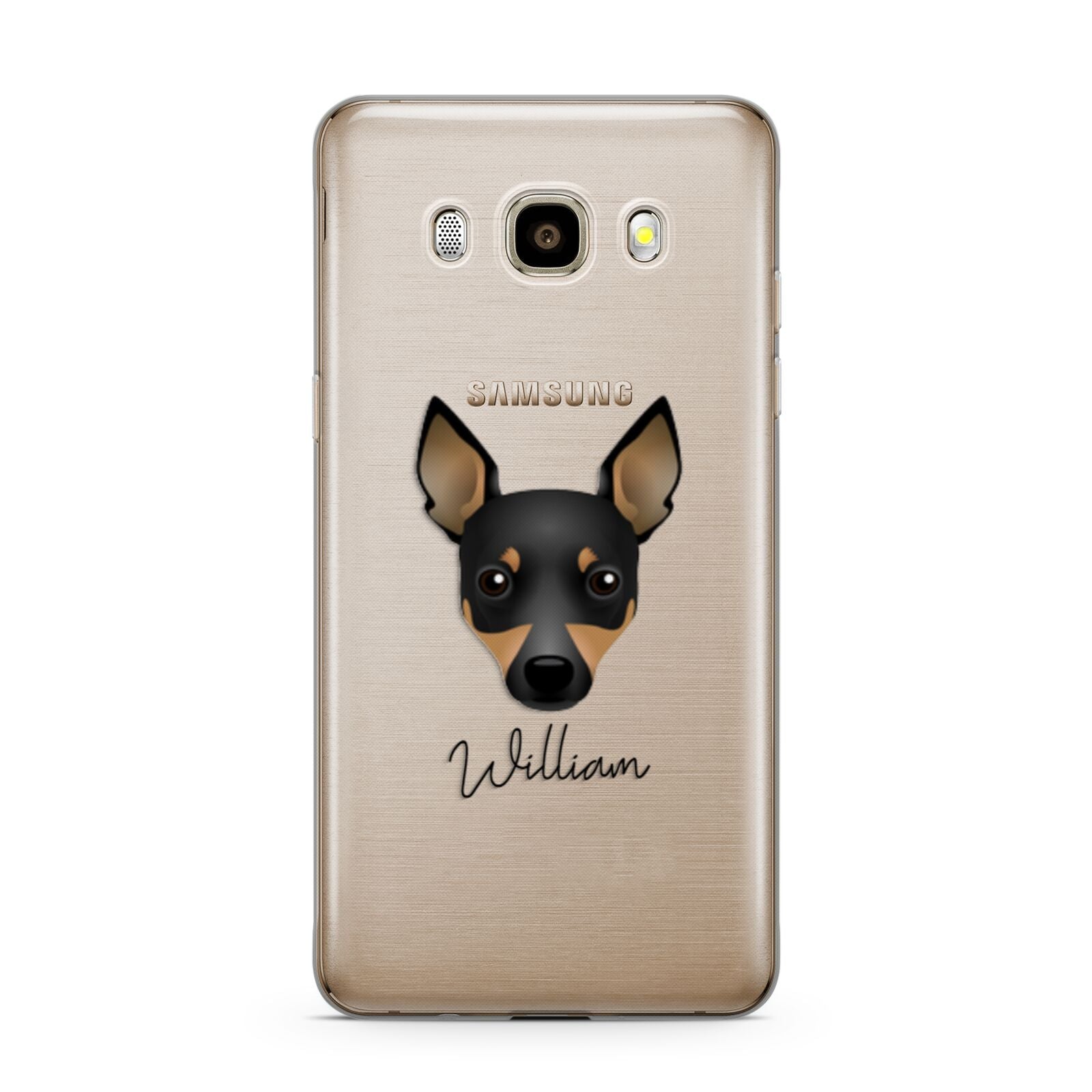 Toy Fox Terrier Personalised Samsung Galaxy J7 2016 Case on gold phone