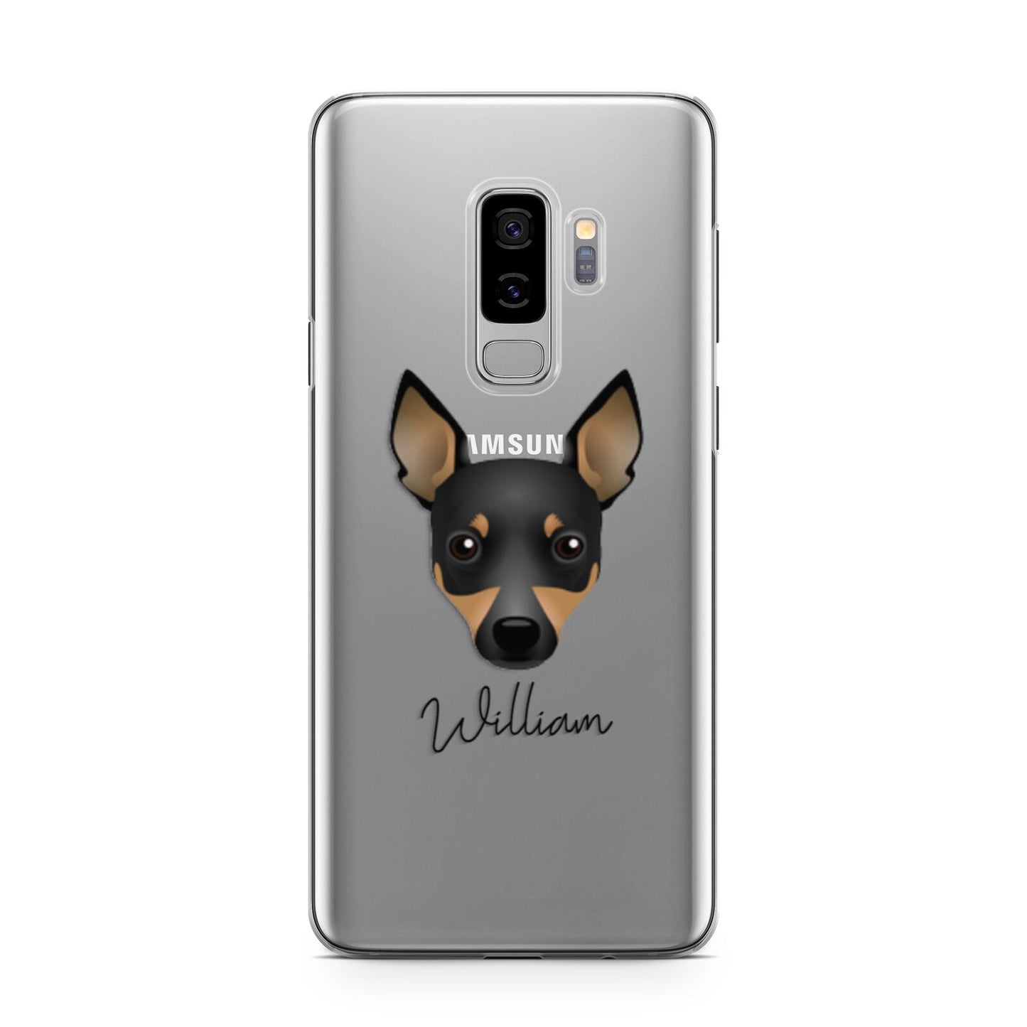 Toy Fox Terrier Personalised Samsung Galaxy S9 Plus Case on Silver phone