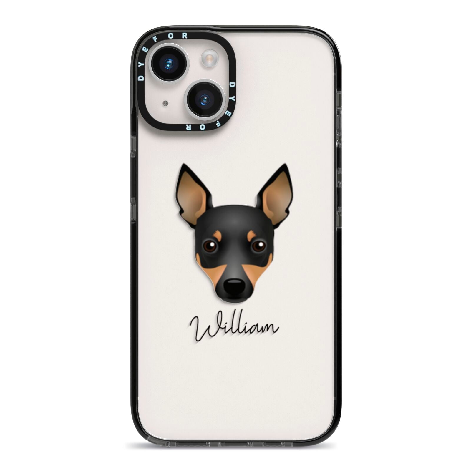 Toy Fox Terrier Personalised iPhone 14 Black Impact Case on Silver phone