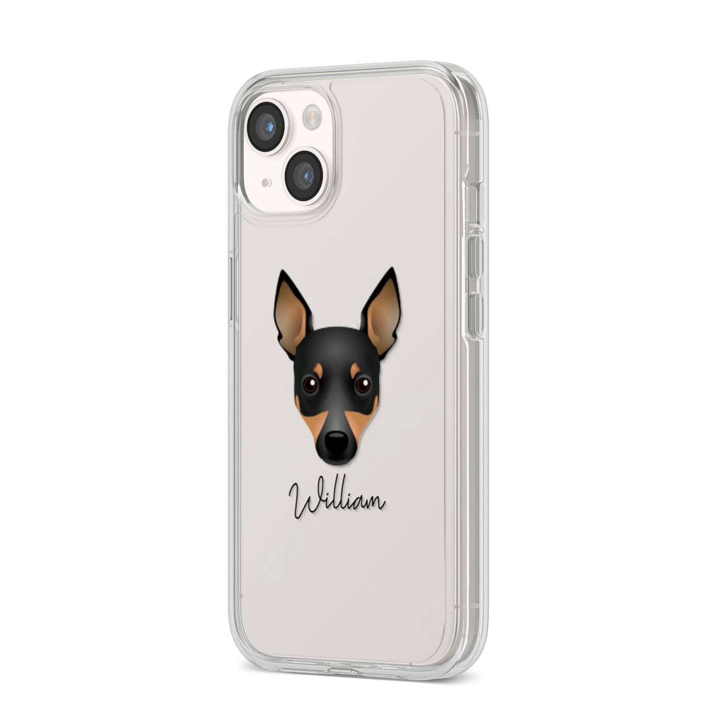 Toy Fox Terrier Personalised iPhone 14 Clear Tough Case Starlight Angled Image