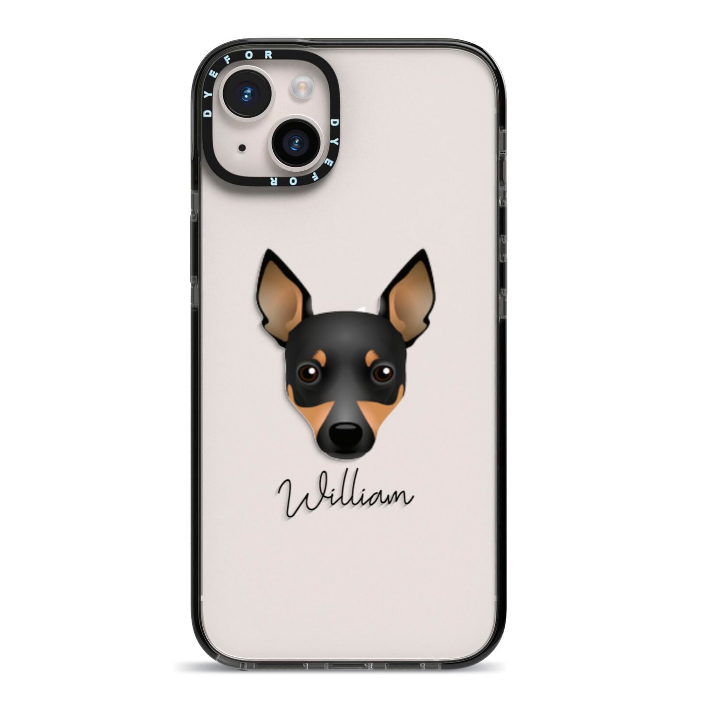 Toy Fox Terrier Personalised iPhone 14 Plus Black Impact Case on Silver phone