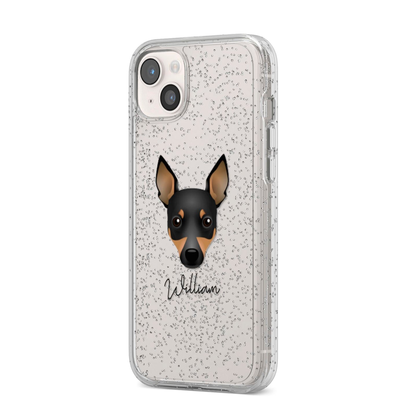 Toy Fox Terrier Personalised iPhone 14 Plus Glitter Tough Case Starlight Angled Image