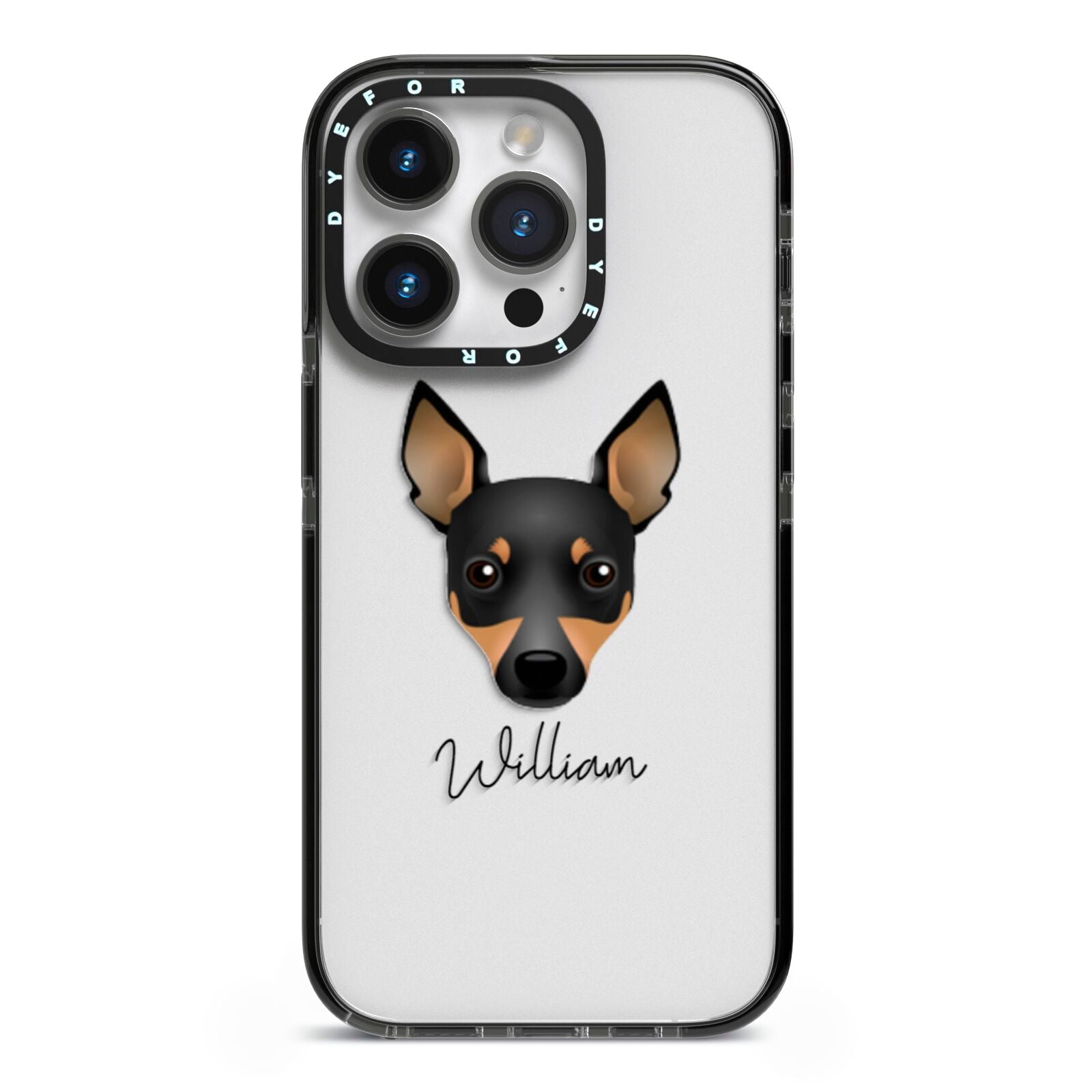 Toy Fox Terrier Personalised iPhone 14 Pro Black Impact Case on Silver phone