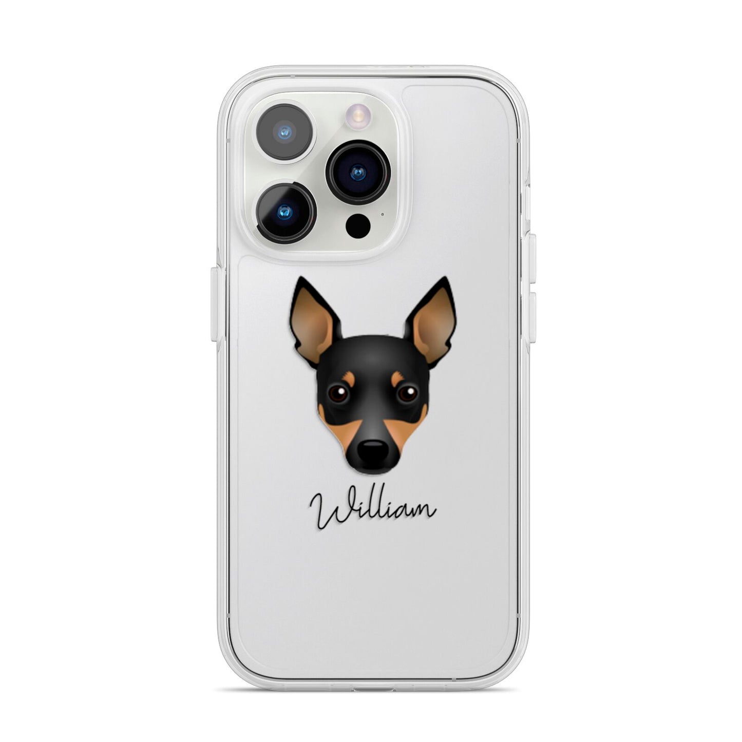 Toy Fox Terrier Personalised iPhone 14 Pro Clear Tough Case Silver